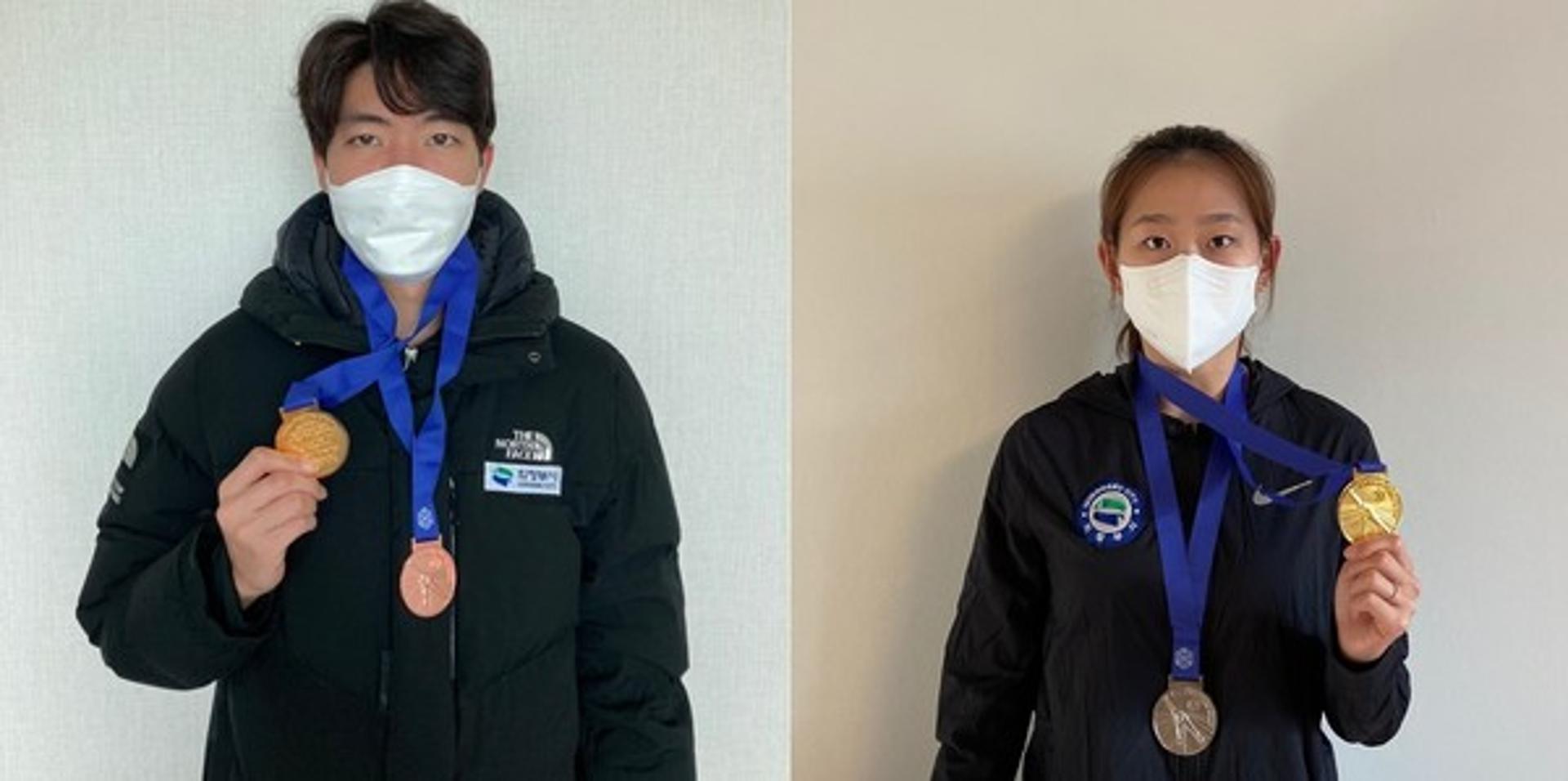 의정부시 빙상팀 차민규·김민선 선수 500m 정상