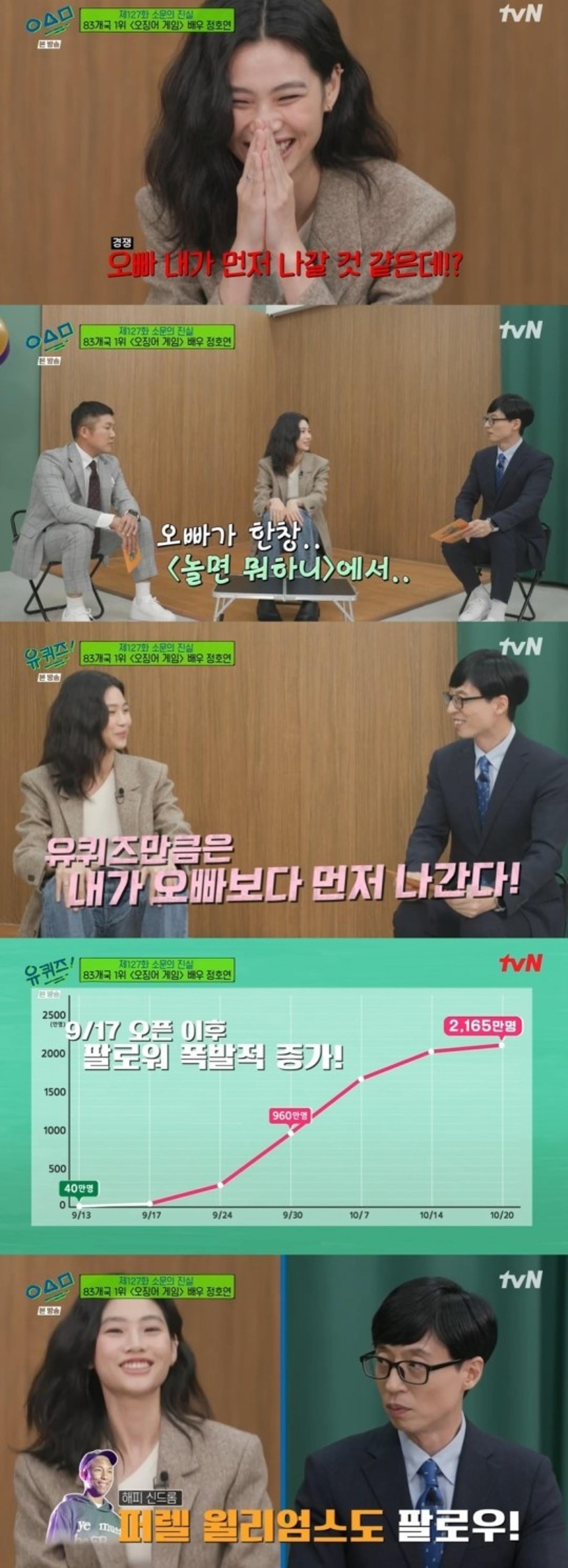 "내가 먼저 출연, 고소해"… '유퀴즈' 정호연, ♥이동휘 언급
