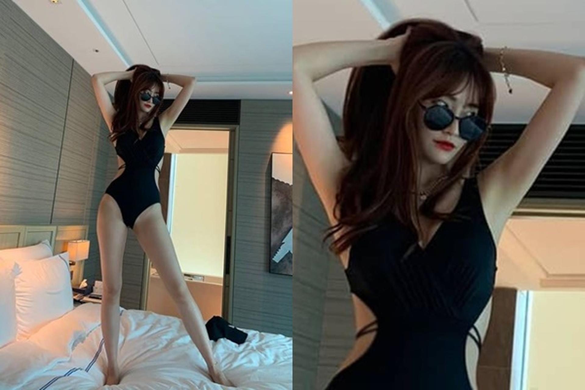 "호텔에서 뭐하는 짓?"… 미모의 치어리더, 침대 위 포즈
