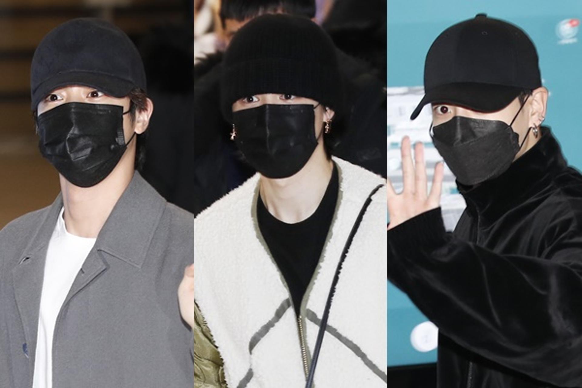 '방탄소년단' 진·지민·정국, 美 LA 공연 마치고 귀국