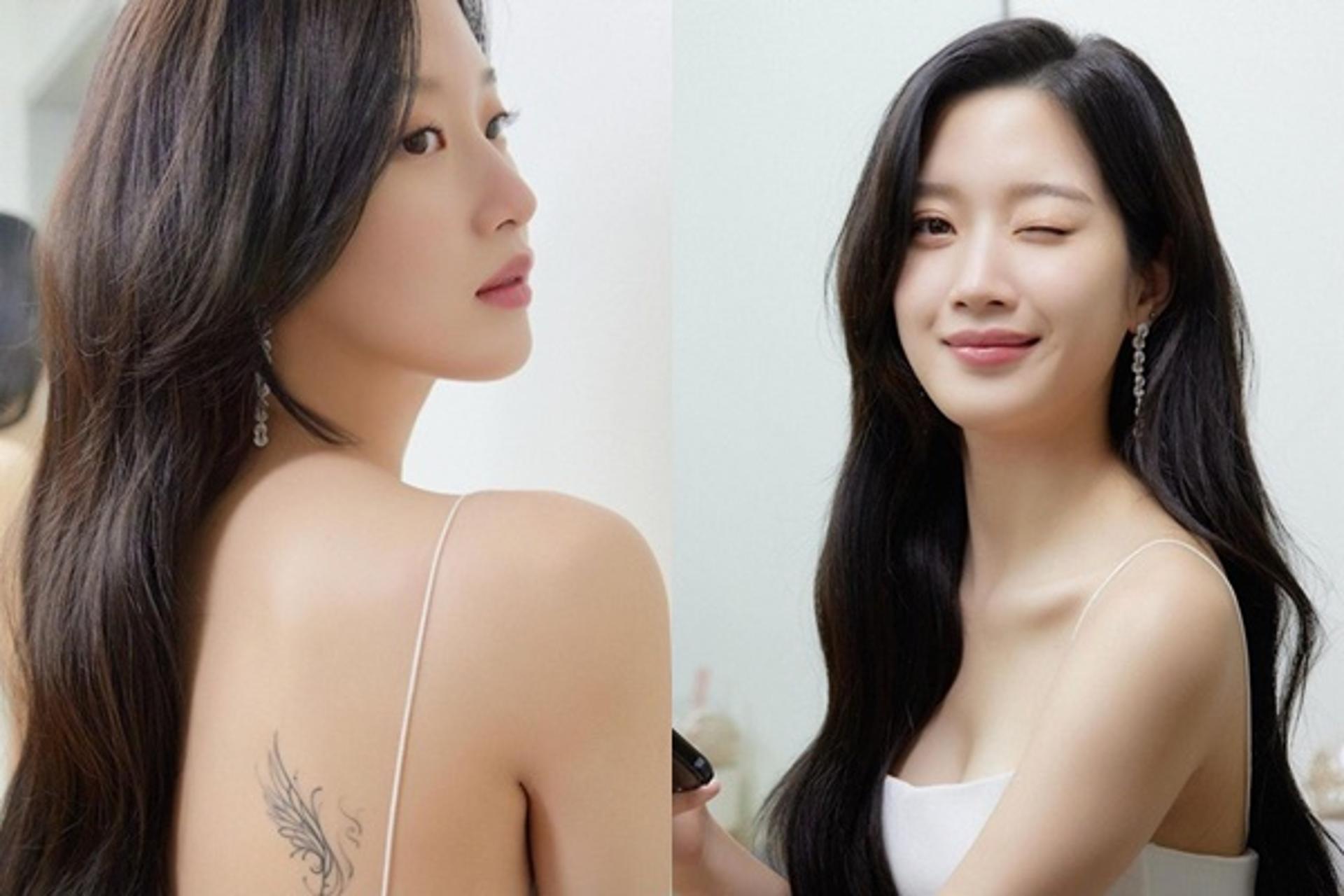 "뽀얀 등에 새겨진 타투"… 문가영, 깊게 파인 드레스 '아찔'