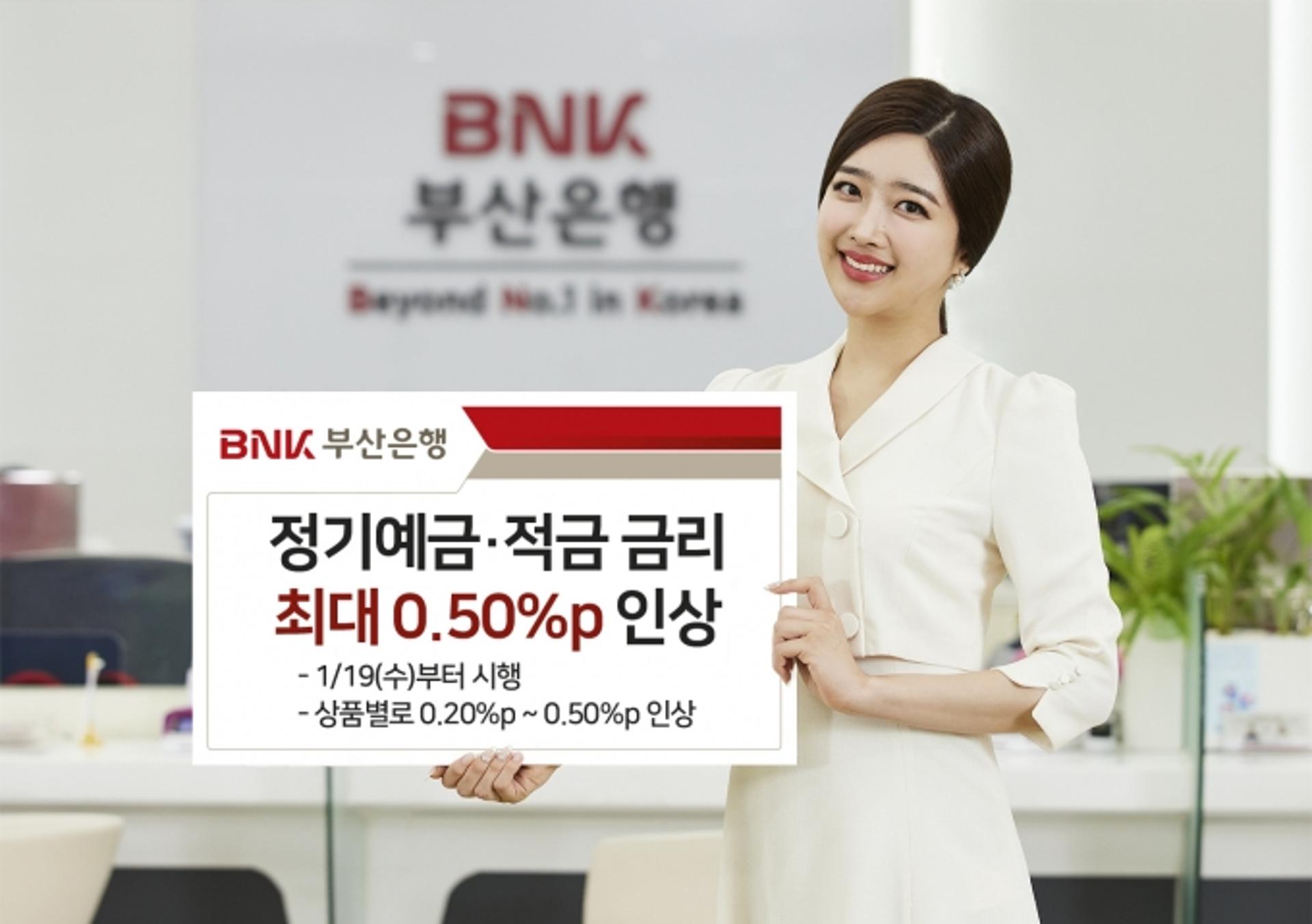 부산은행, 정기예금·적금 금리 최대 0.50%p 인상