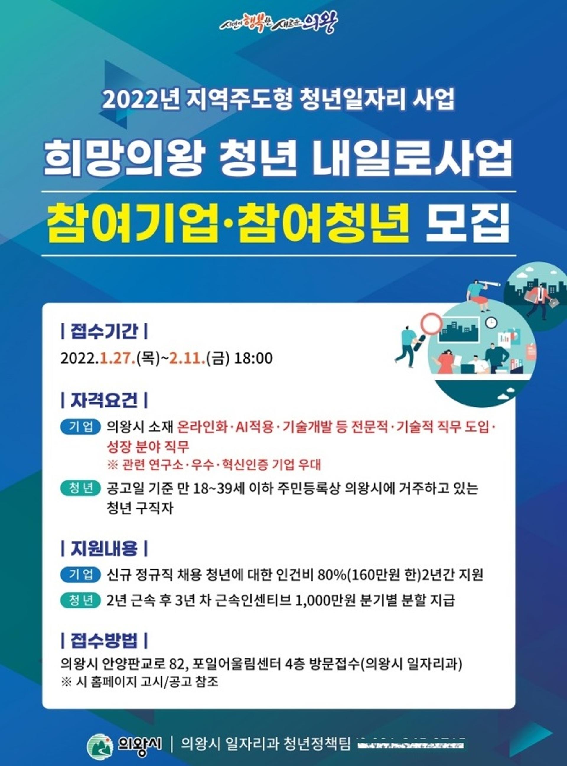 "지역의 희망으로"…의왕시, '희망의왕 청년내일로 사업' 참여자 모집