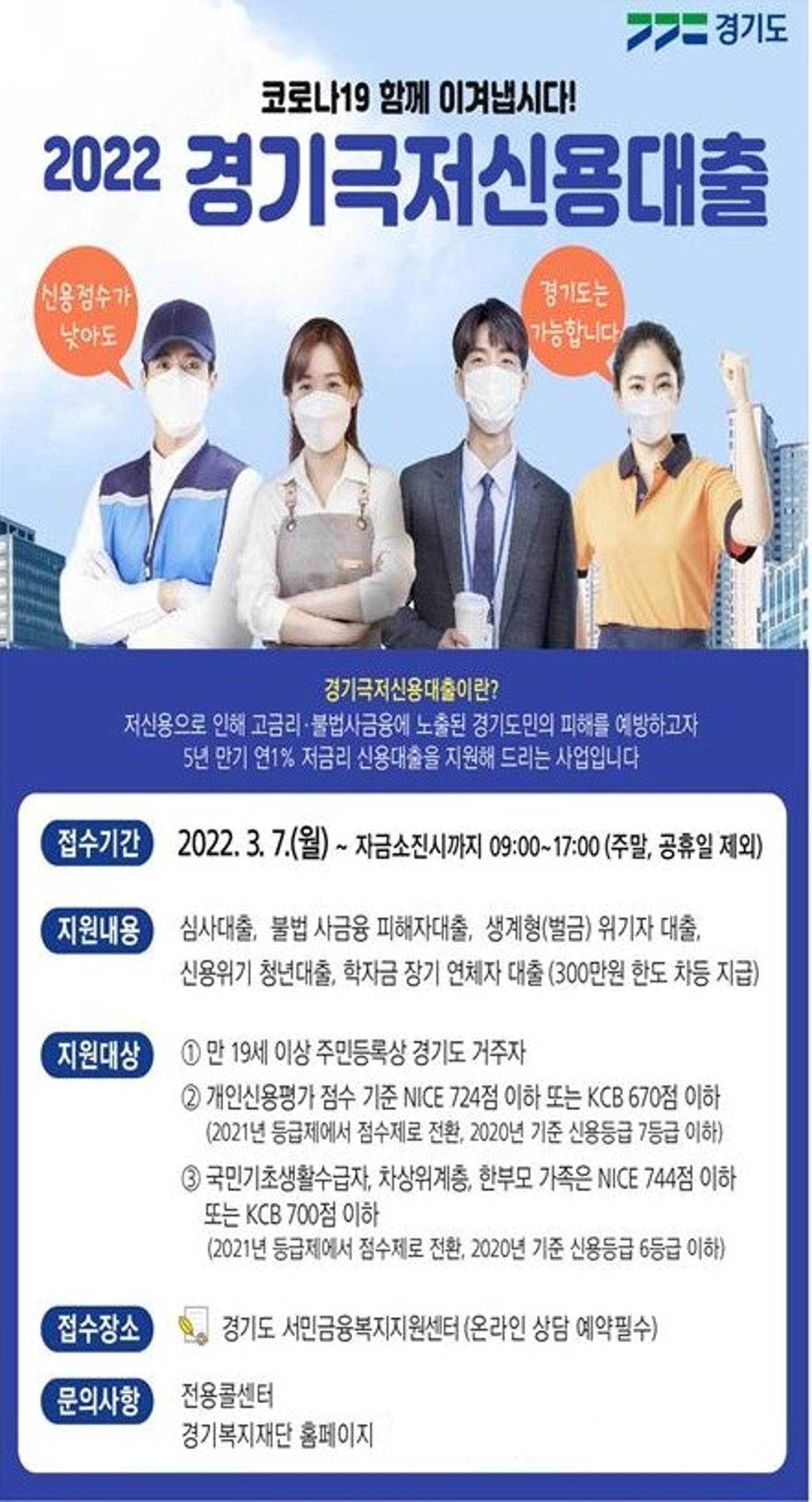 "신용점수 낮아도 가능합니다"…'경기 극저신용대출' 7일부터 접수