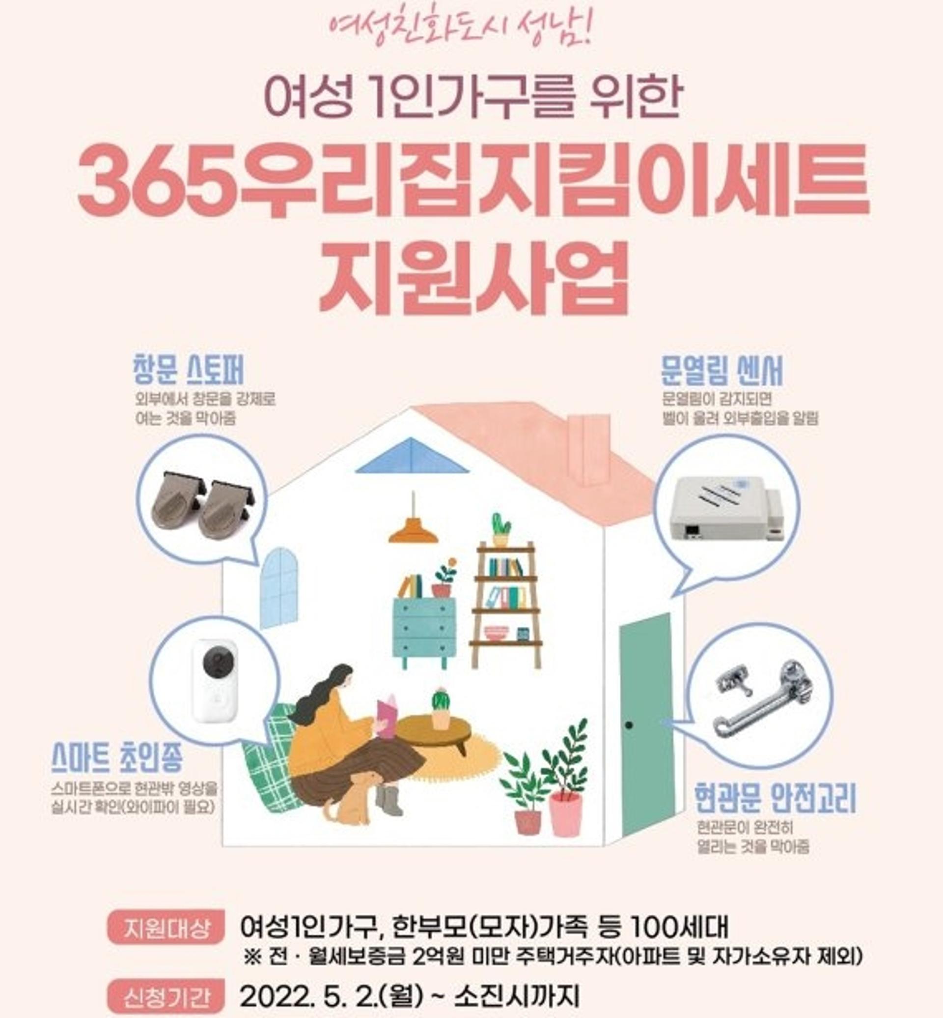 성남시, 여성 1인가구 '365 우리집 지킴이 4종세트' 지원