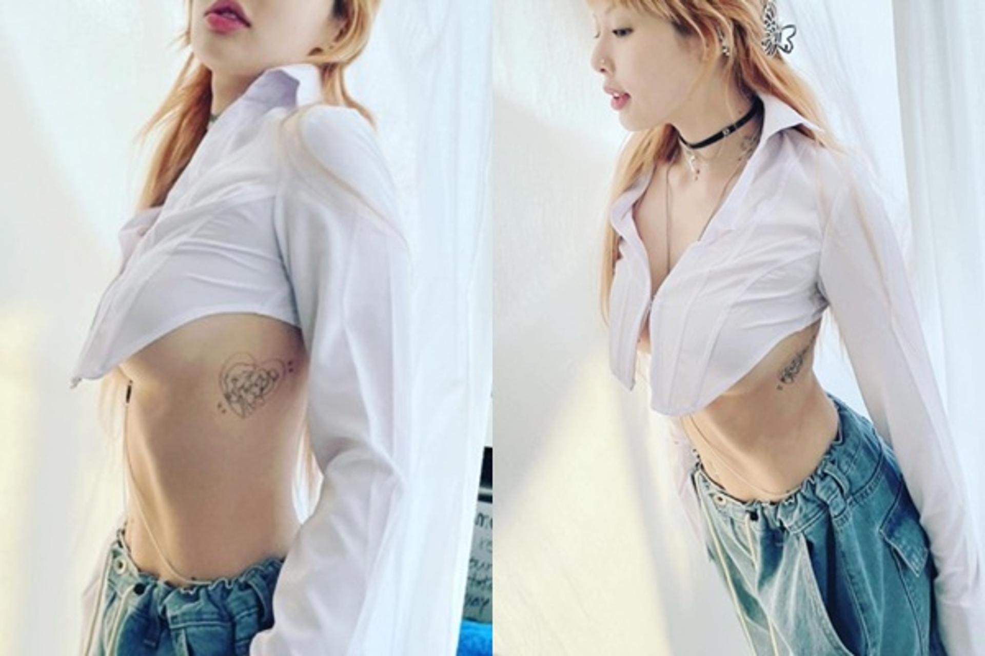 "아찔한 타투" 현아, 언더붑 패션  '헉'… ♥던 괜찮아?