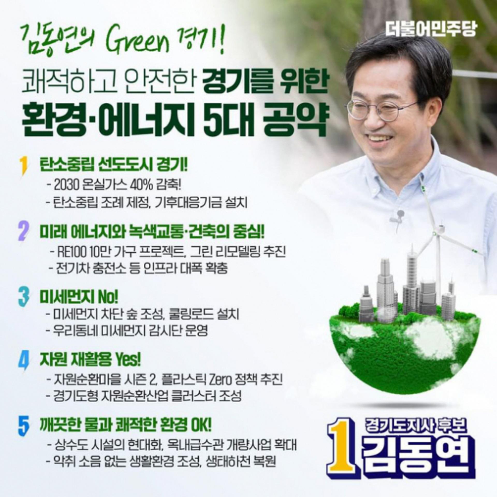 김동연 "탄소중립·에너지전환 그린 '경기'"… 친환경 공약 발표