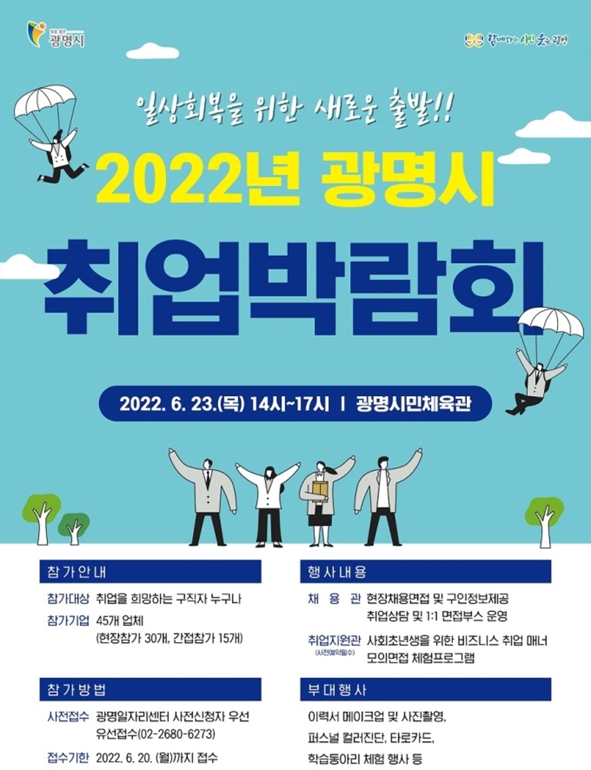 광명시, 일상회복 출발 '2022 취업박람회'…45개 업체 참여