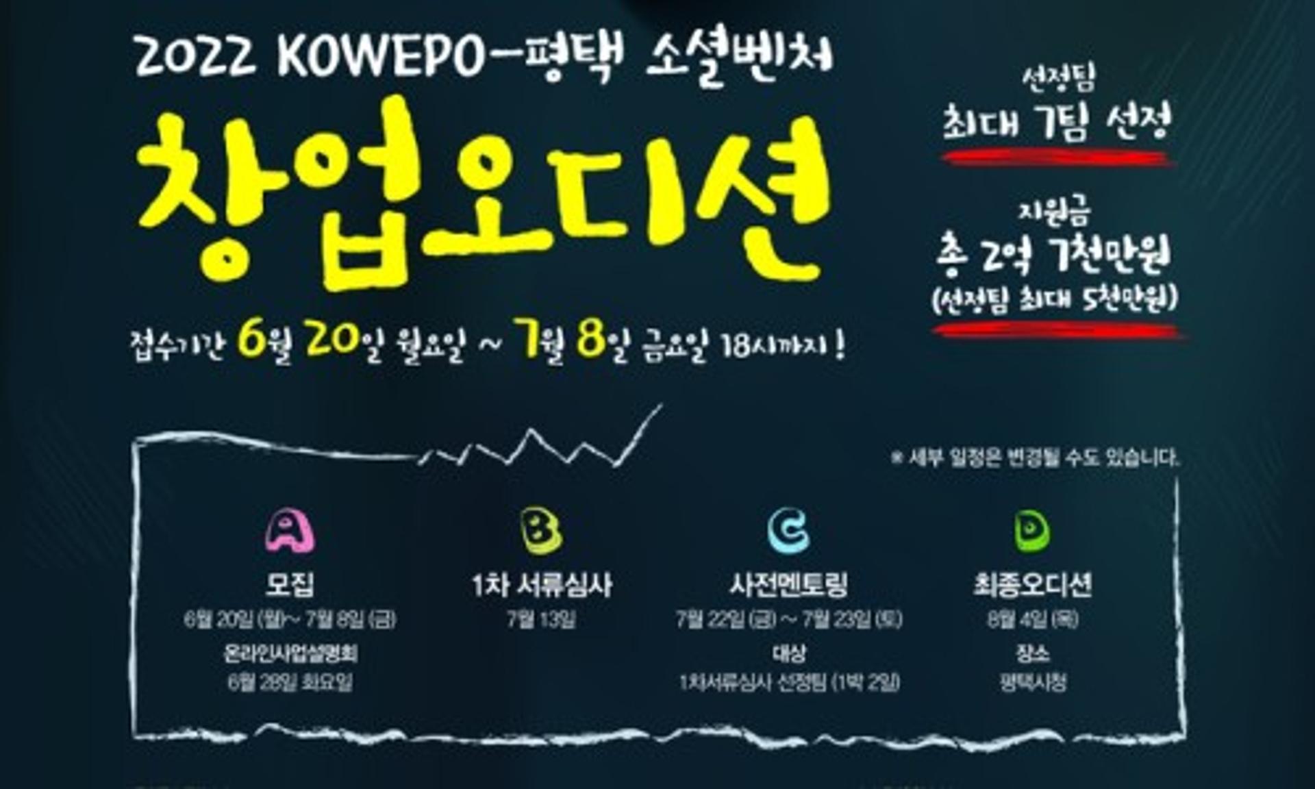 '2022 KOWEPO-평택 소셜벤처 창업오디션' 개최