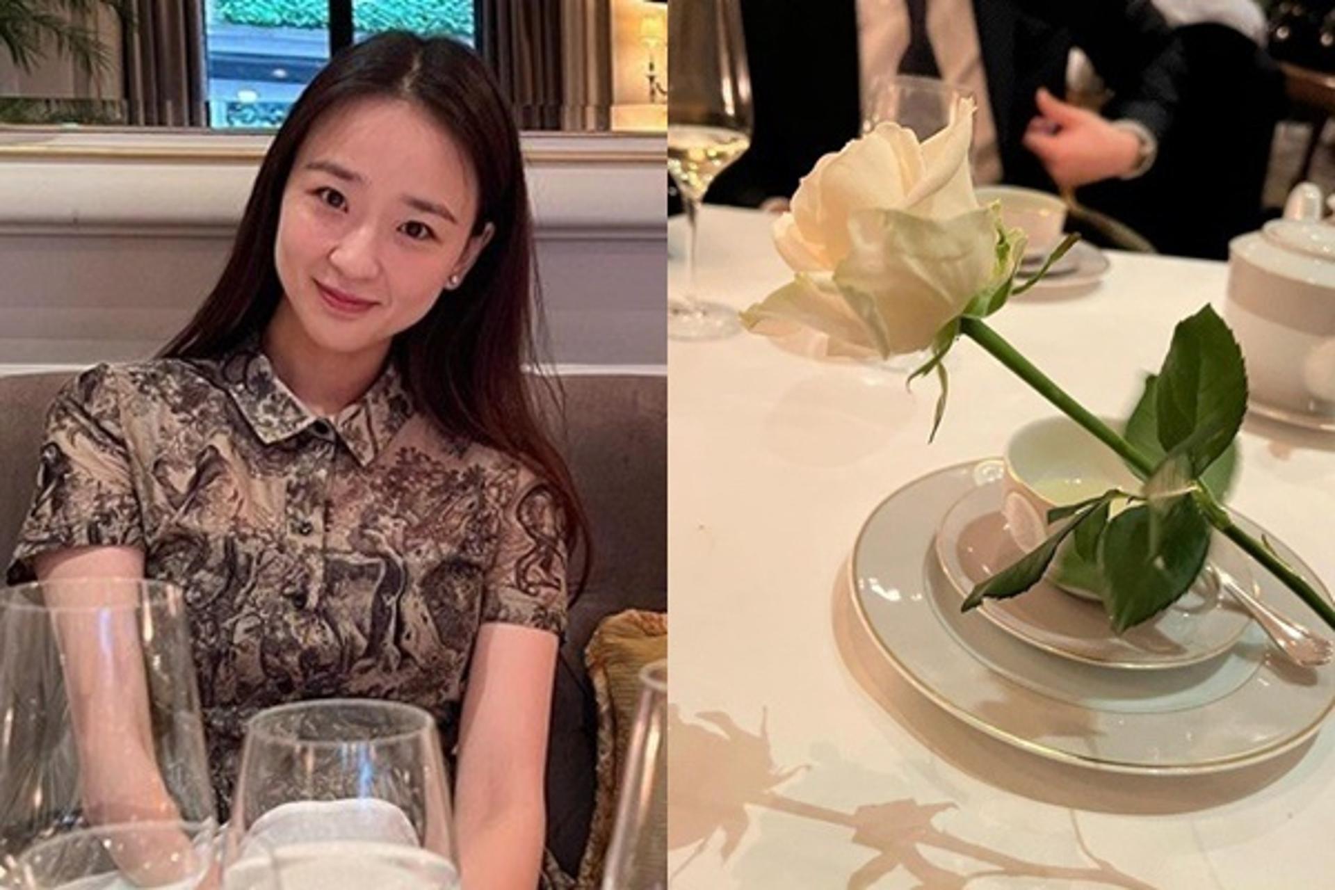 '금융맨♥' 손연재, 신행 너무 좋았나봐… 남편 앞 수줍 미소
