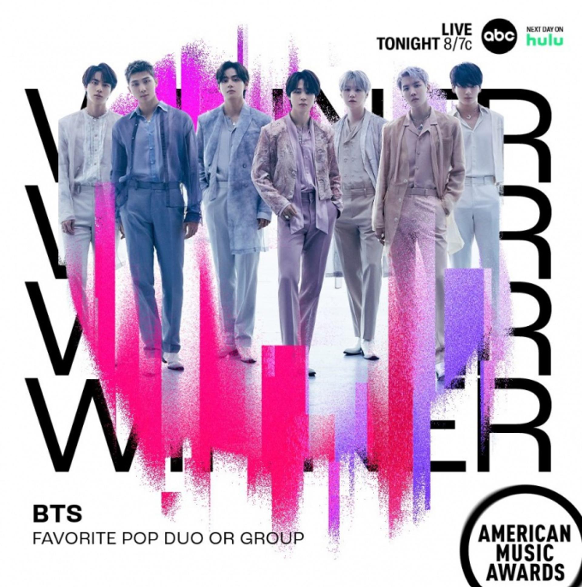 "5년 연속 수상"… 방탄소년단, 美 AMAs 새 역사 썼다