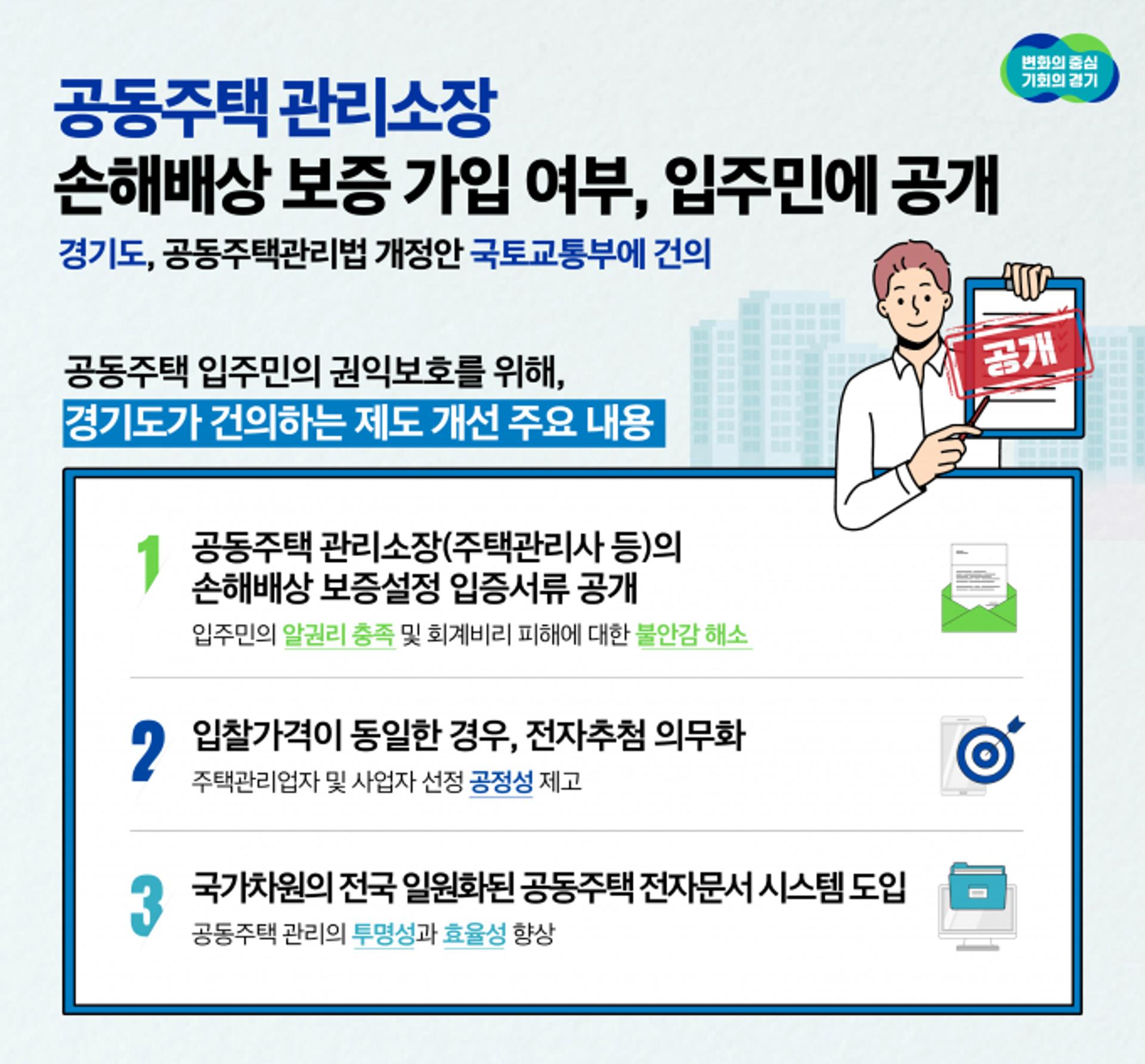 경기도, '주택관리소장 손배보증 여부 입주민에 공개' 국토부에 제출