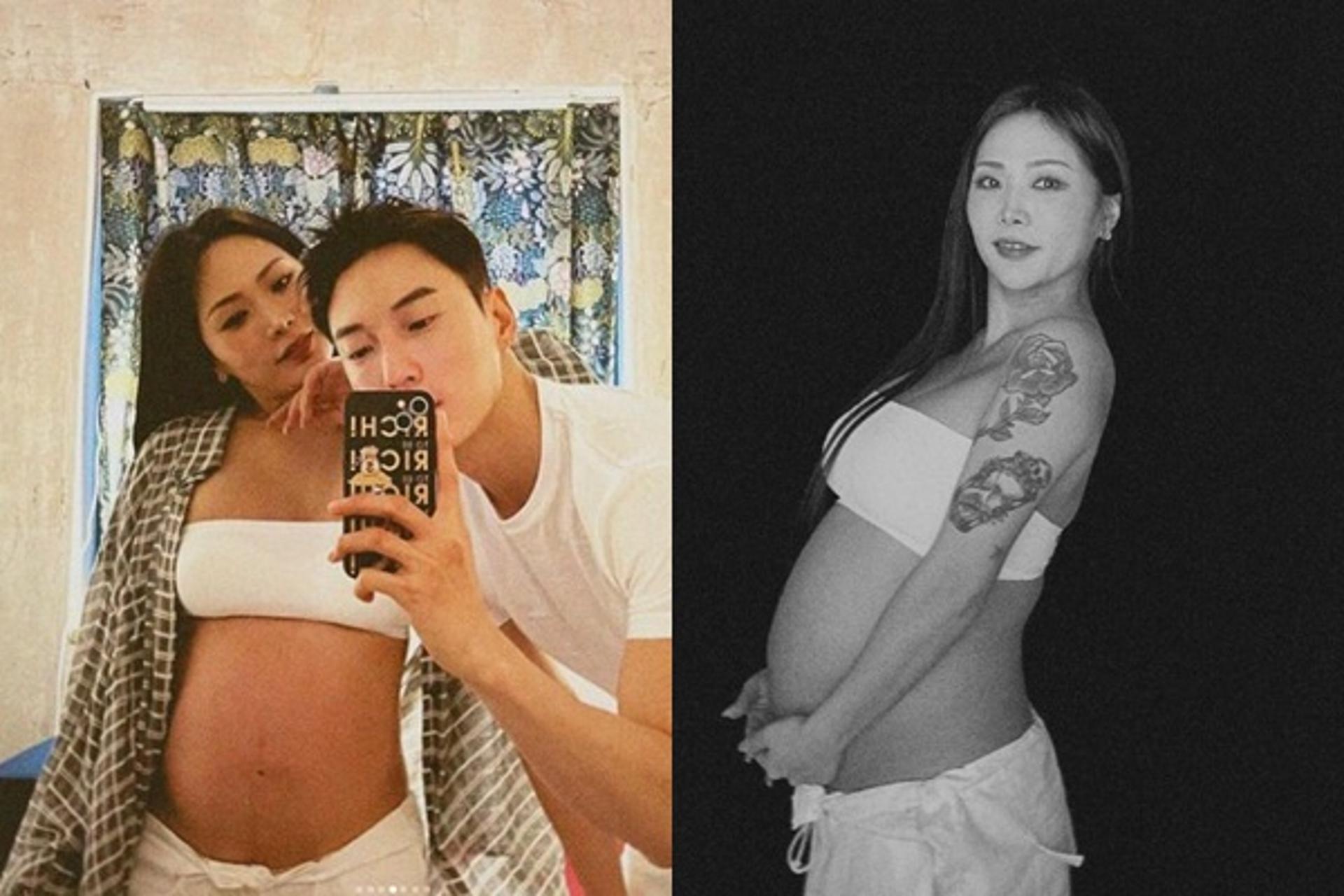 "브라톱만 입고 파격"… '정담♥' 허니제이, 만삭 화보도 힙해