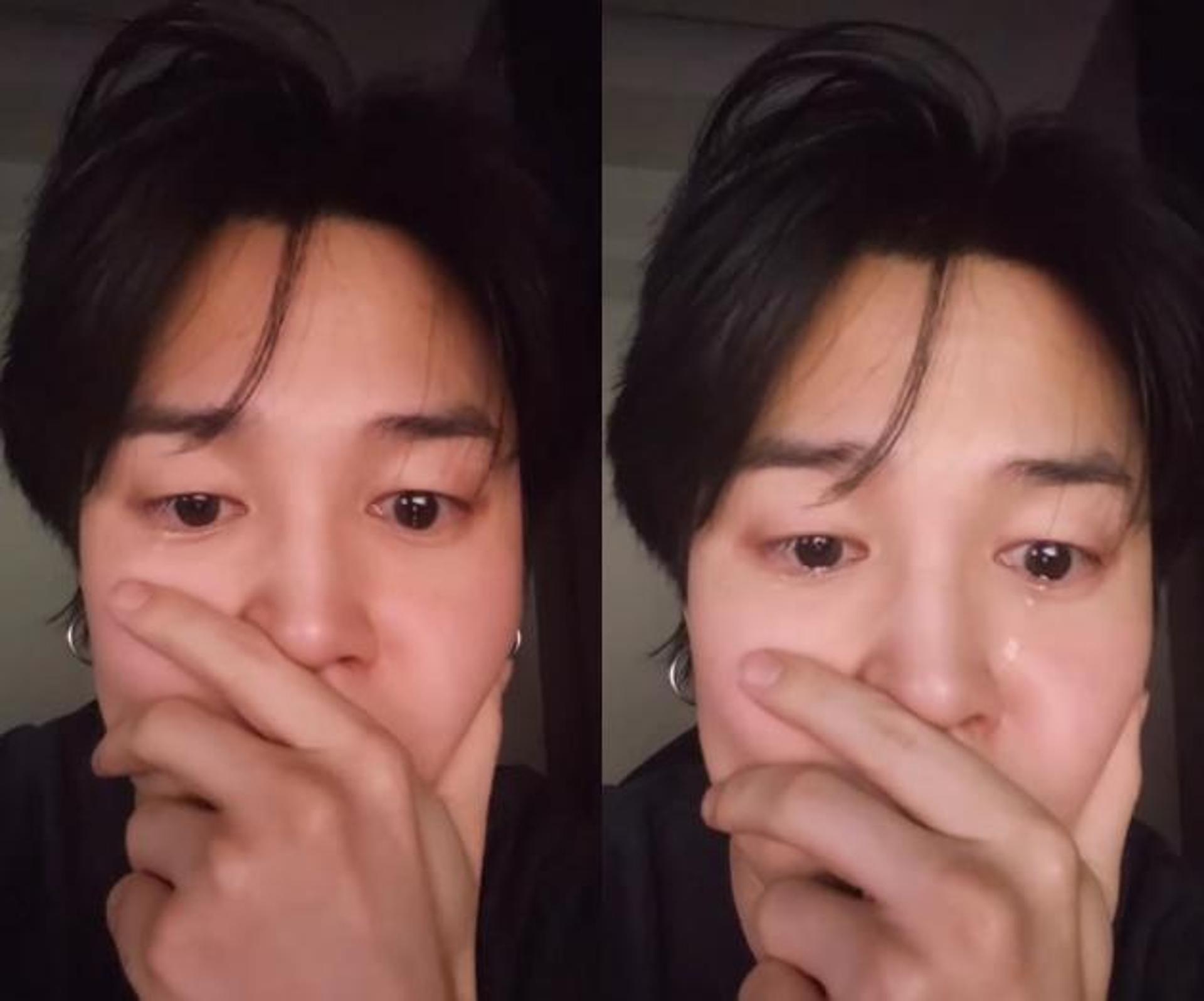 "연출이었다"… BTS 지민, 우영도 놀란 눈물 셀카 '헉'