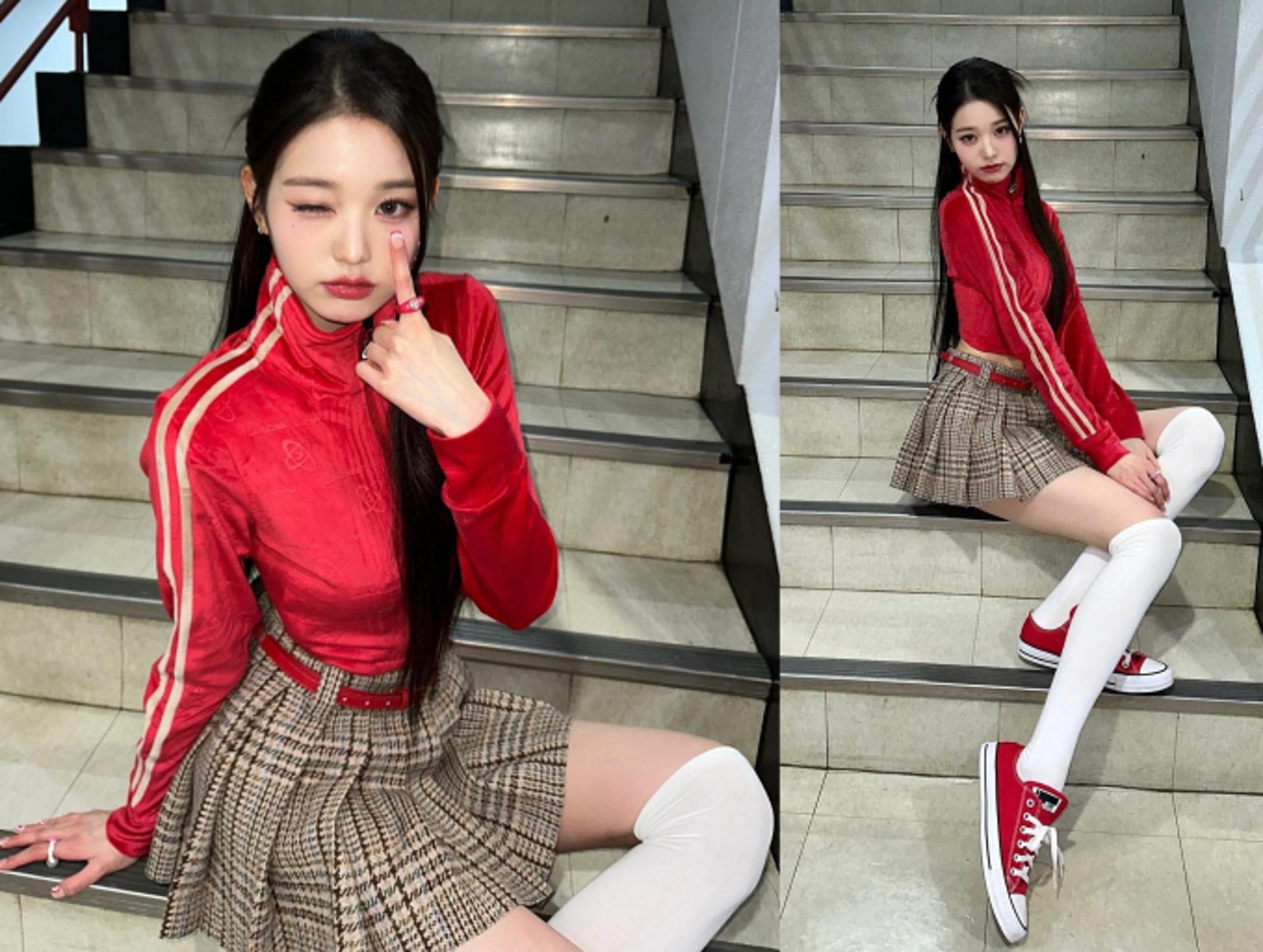아이브 장원영, 빨간색도 찰떡이네…'체리의 인간화'