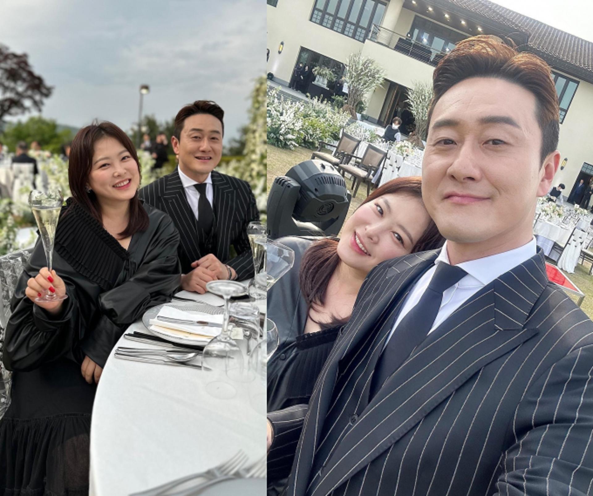 김원효♥심진화, 워너비 부부의 시크한 블랙 하객룩