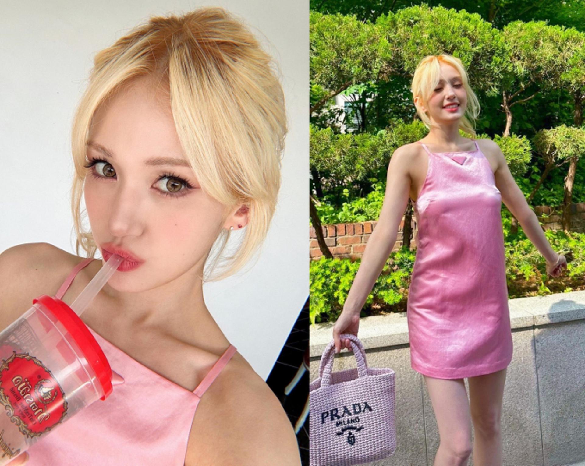 전소미, 눈부신 금발+미니 드레스 자태…자체발광 핑크걸