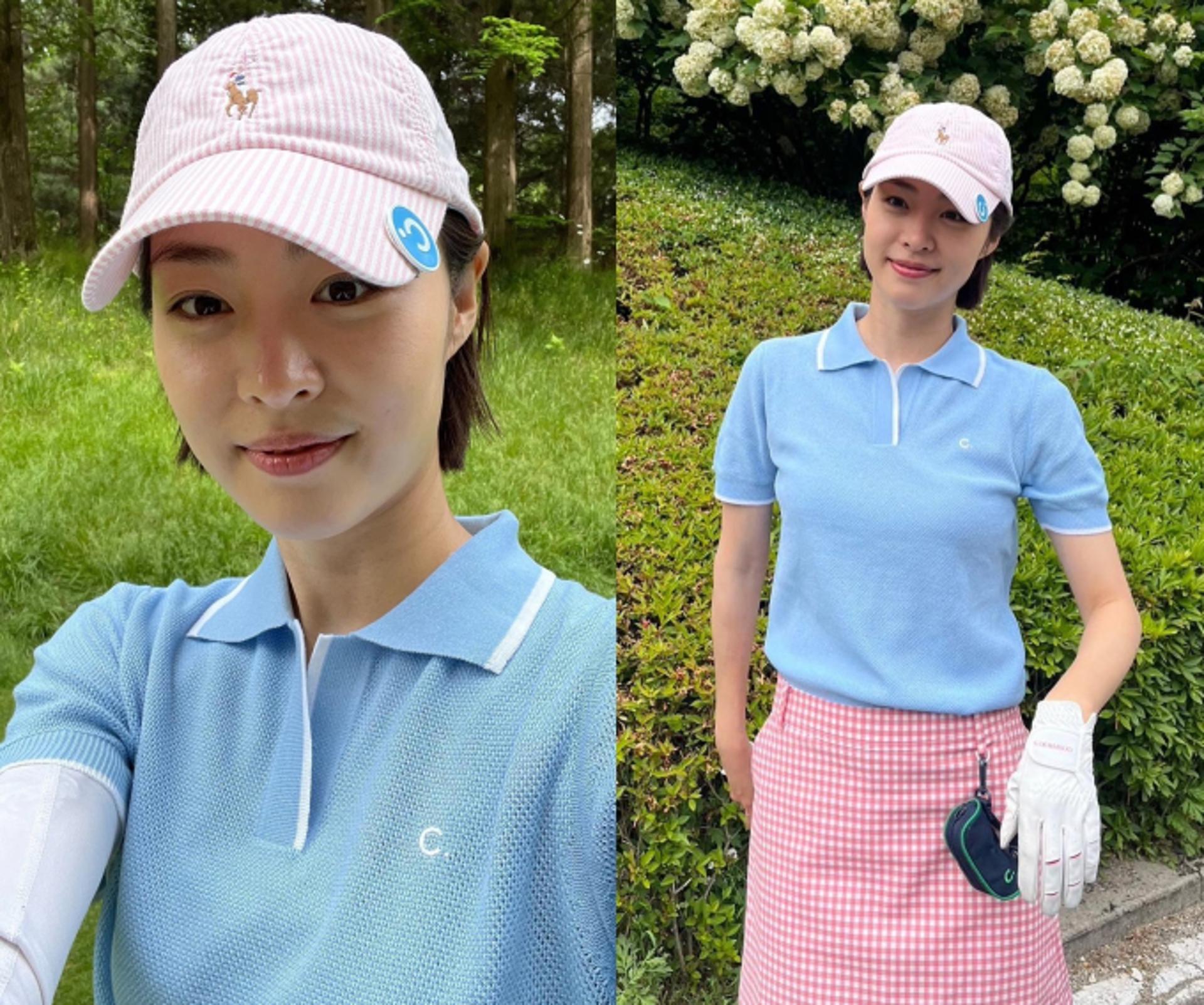 "필드에 여신강림"…이연희, 러블리한 파스텔톤 라운드룩
