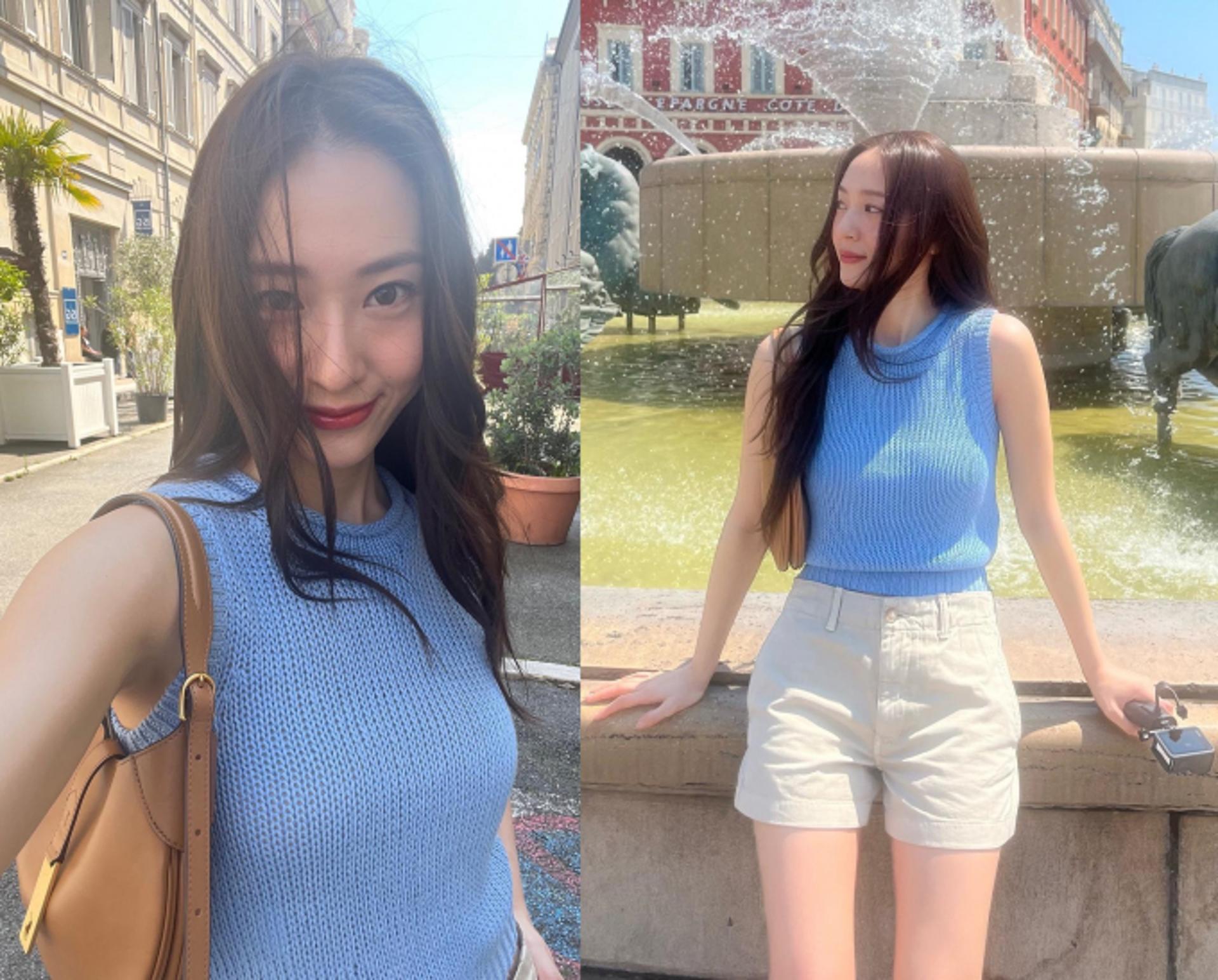 크리스탈(정수정), 프랑스 니스서 빛나는 미모 자랑