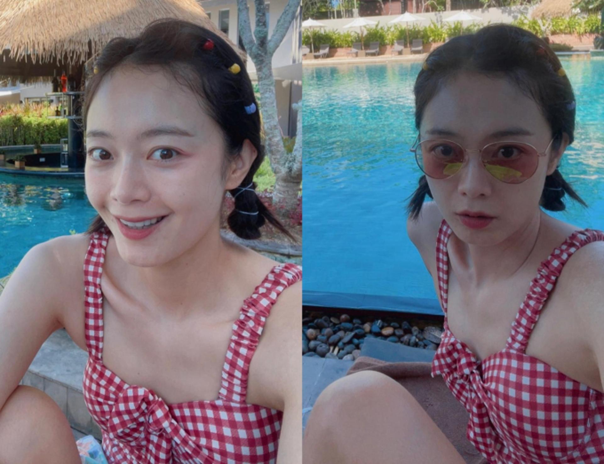 전소민, 디스코 머리+빨간 체크 수영복…깜찍 매력 폭발