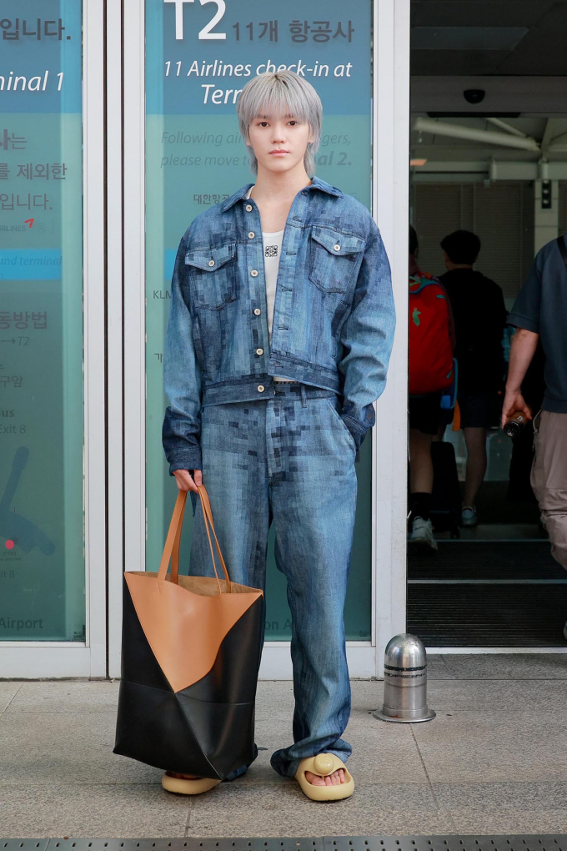 NCT 태용, 착시 일으키는 픽셀 디자인 공항패션…'CG 같은 비주얼'