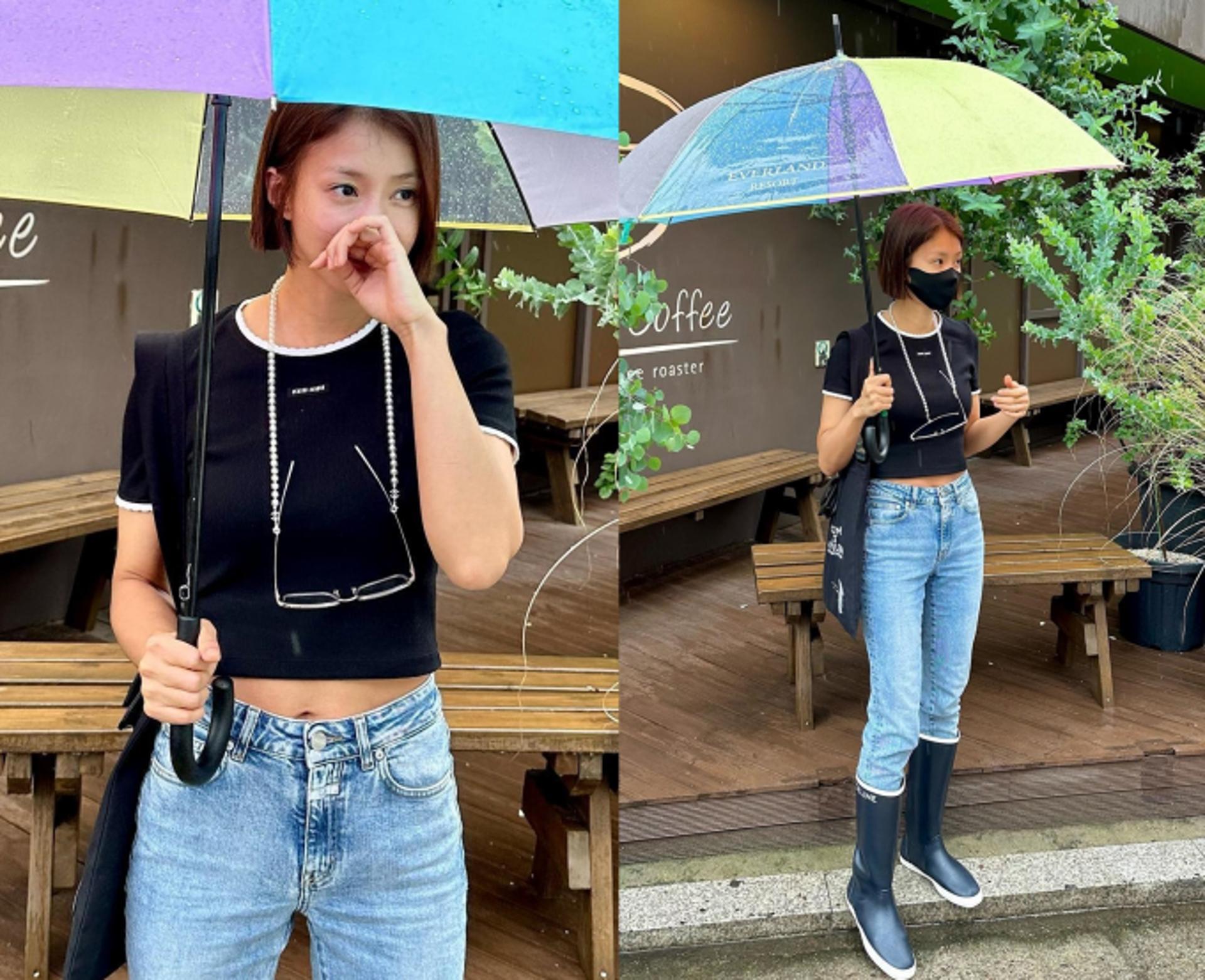 이시영, 장마철 감각적이고 캐주얼한 레인부츠 룩