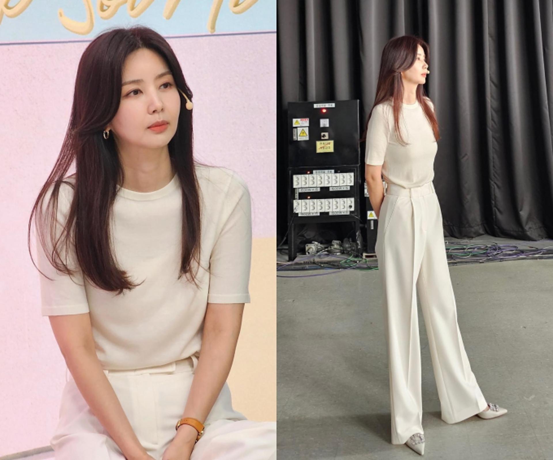 박솔미, 마네킹 비율 돋보이는 올화이트 룩…박하선 "길다"