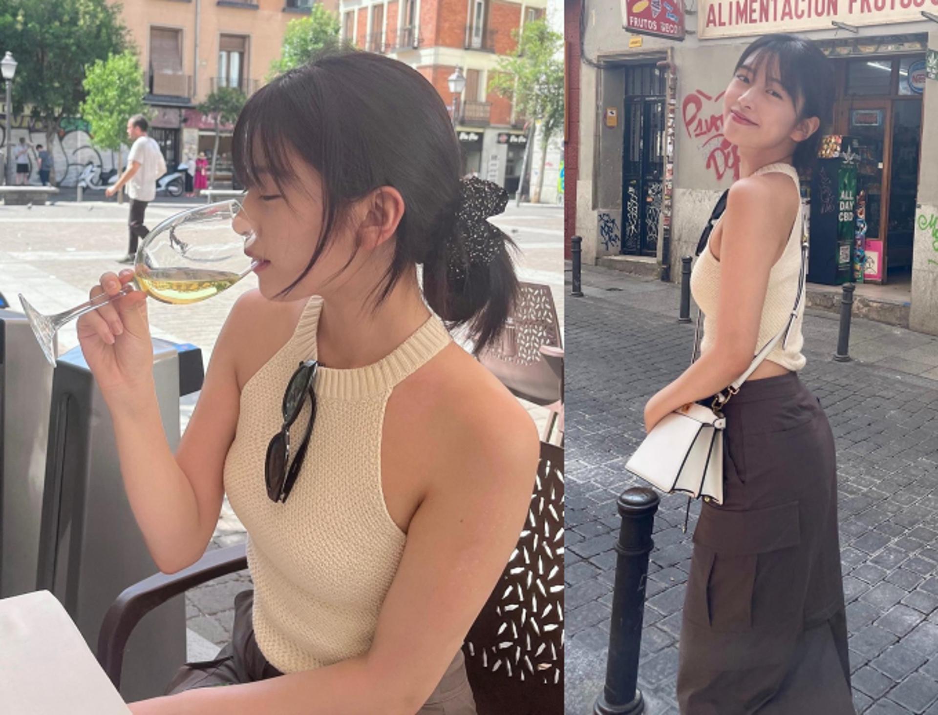 안유진, 청순하고 힙하게…홀터넥 톱+카고 스커트 룩