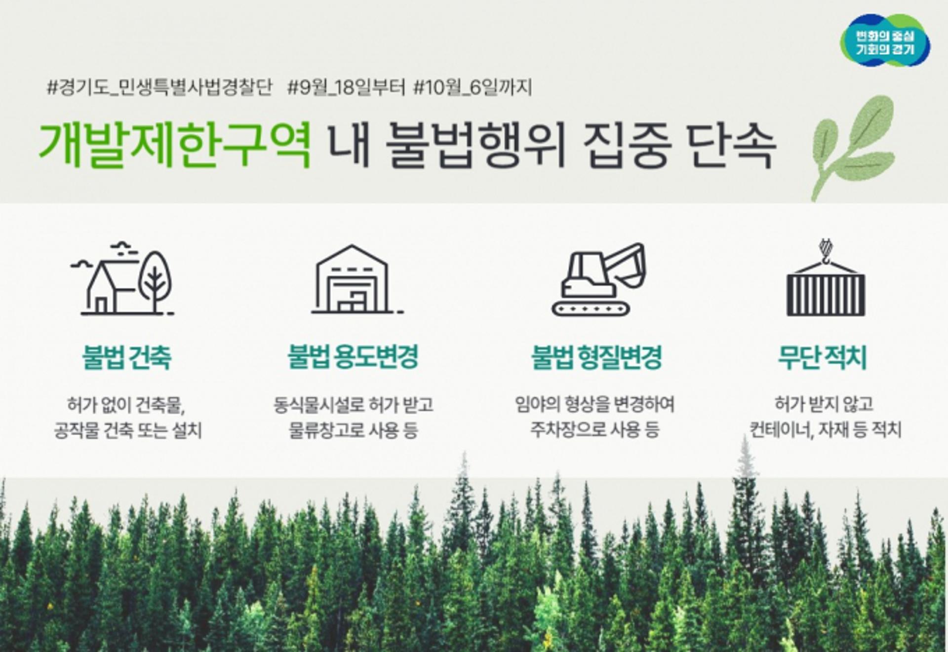 경기도, 개발제한구역내 불법행위 집중단속