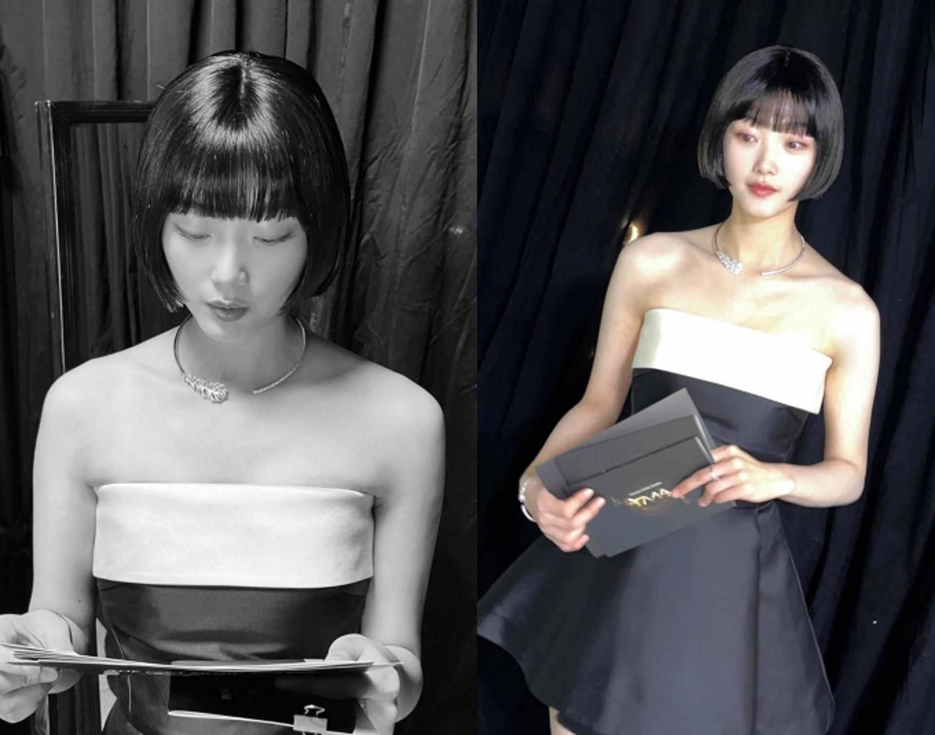 "인형이 따로 없네"…이유미, 똑단발+미니 드레스 자태