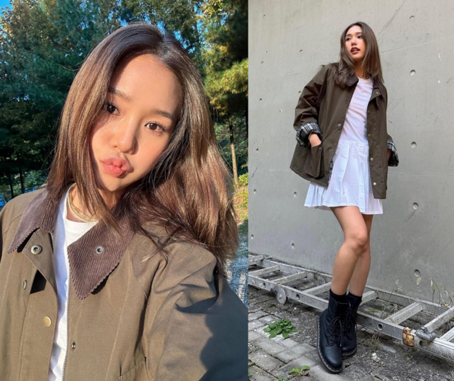 오마이걸 미미, 미니원피스에 헌팅재킷 툭…"러블리한 가을 여자"