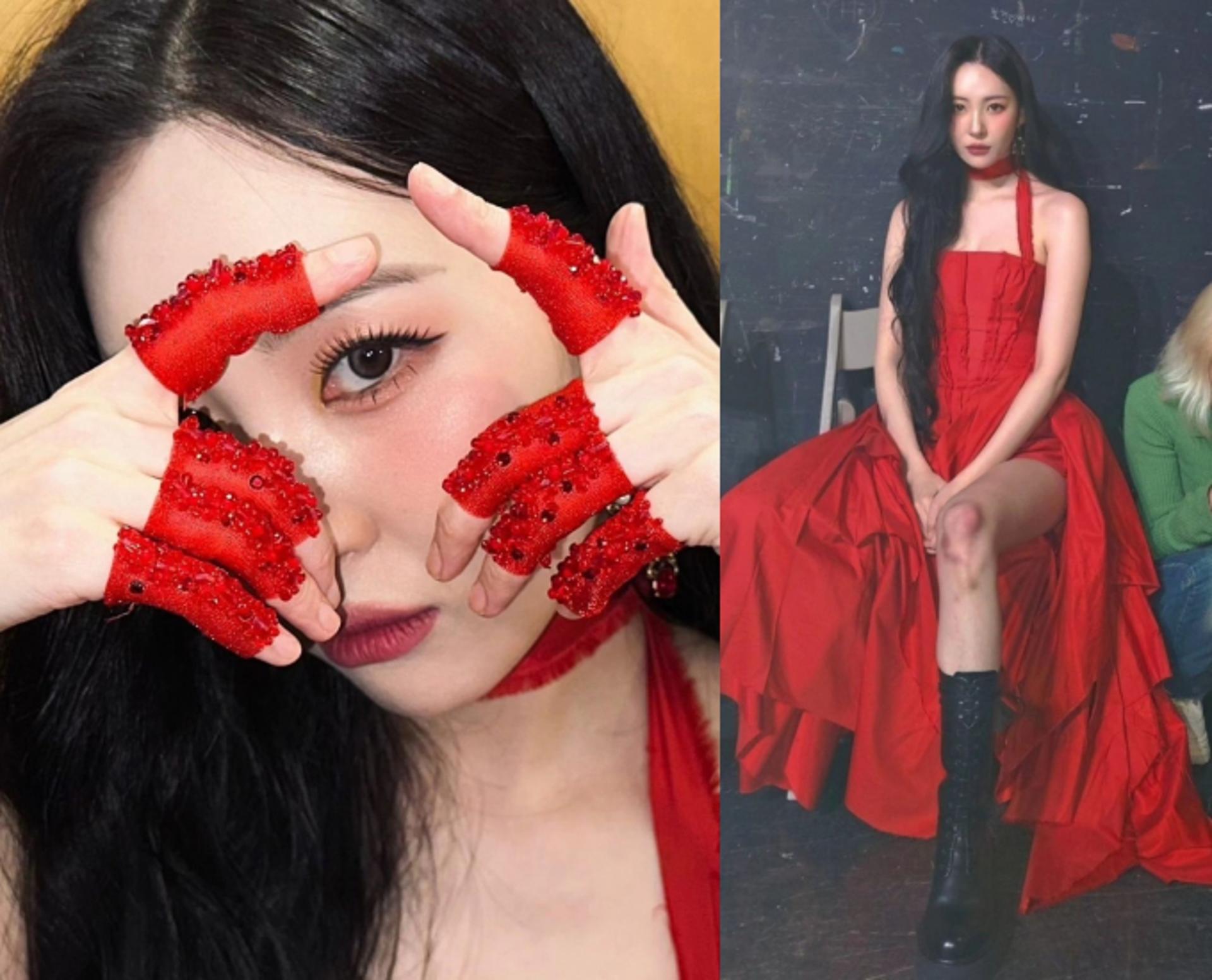 선미, 메컵+드레스+무릎 멍까지 새빨갛네 ...'으스스한 섹시미'