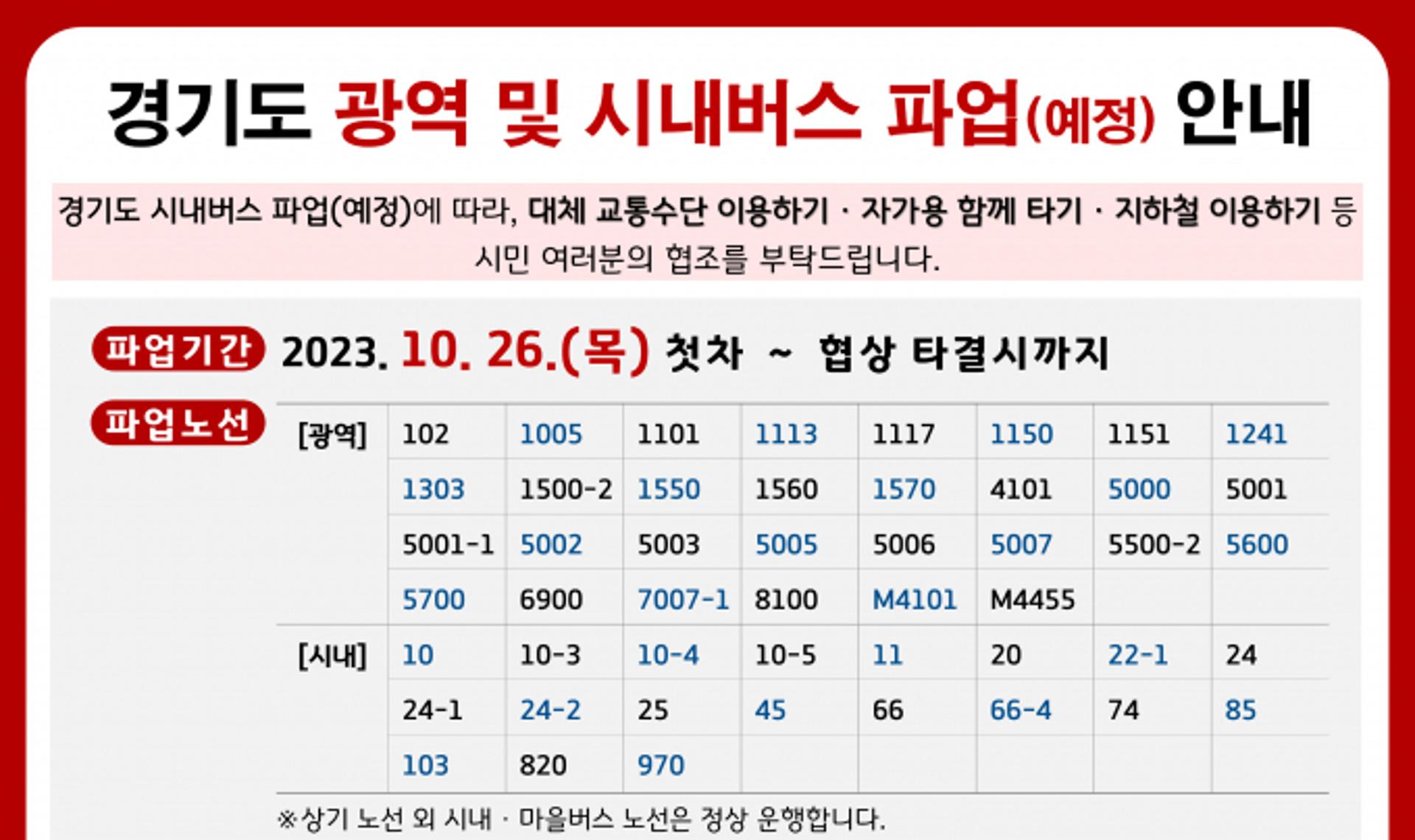 용인특례시, 26일 버스파업대비 비상수송대책 마련