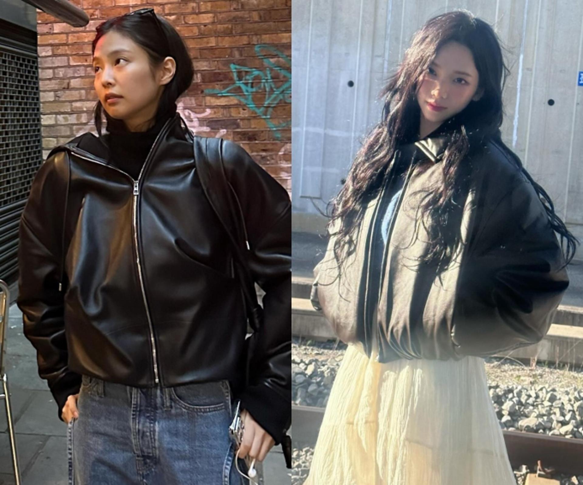 멋스러운 '제니' VS 로맨틱한 '카리나'…겨울 가죽 재킷 스타일링