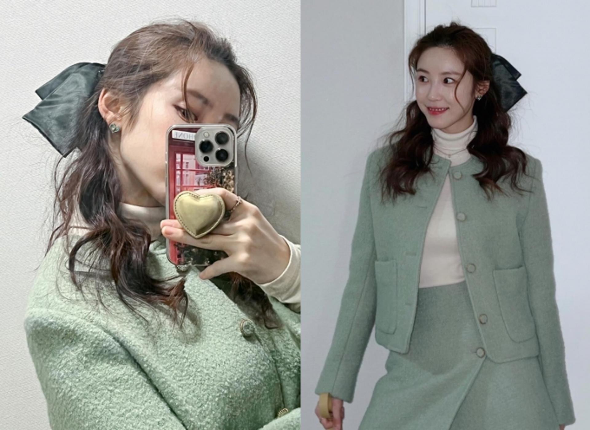 전효성, 산뜻&러블리한 민트 트위드룩