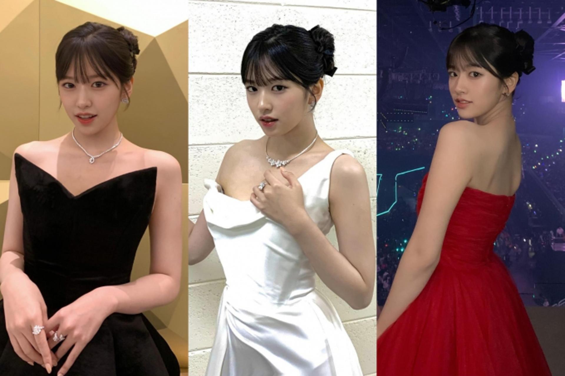 "어떤 게 마음에 들어요?"…안유진, 당돌한 매력 넘치는 드레스 자태