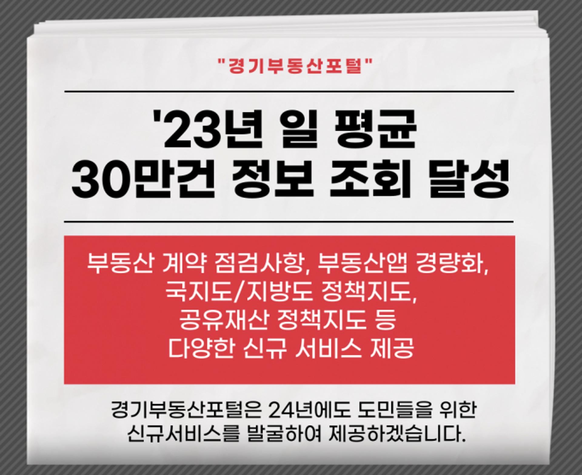 경기부동산포털, 2023년 1억 조회 넘어… 다양한 부동산정보 제공
