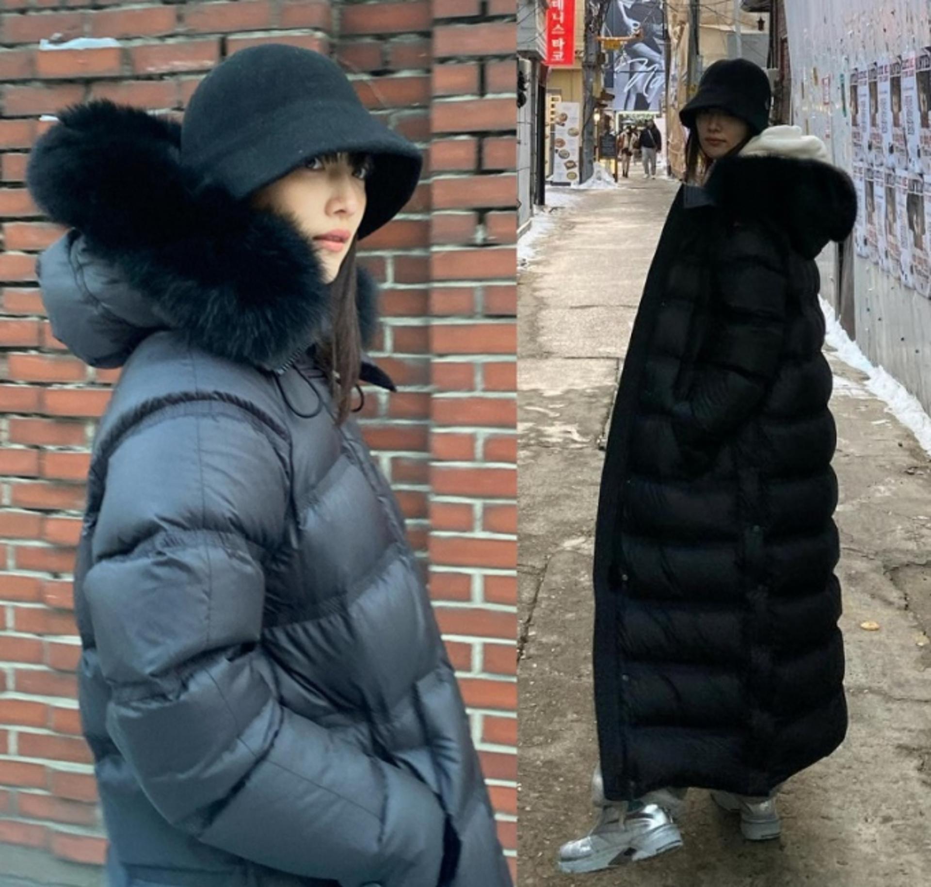 표예진, 이불이야? 외투야?…'김밥 패딩'으로 완성한 산책룩