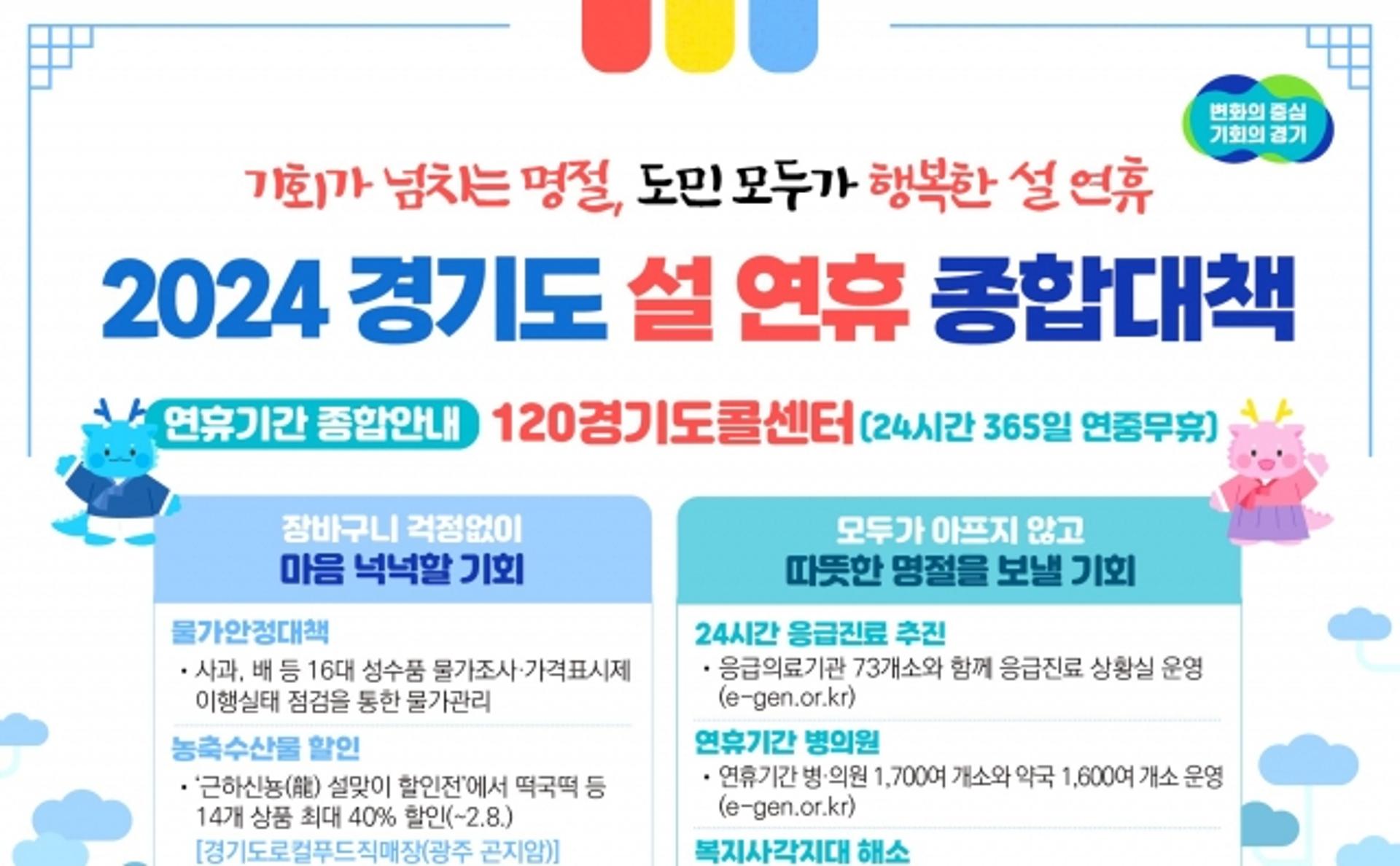 경기도 "설연휴 도민 불편 없앤다" 종합대책 추진