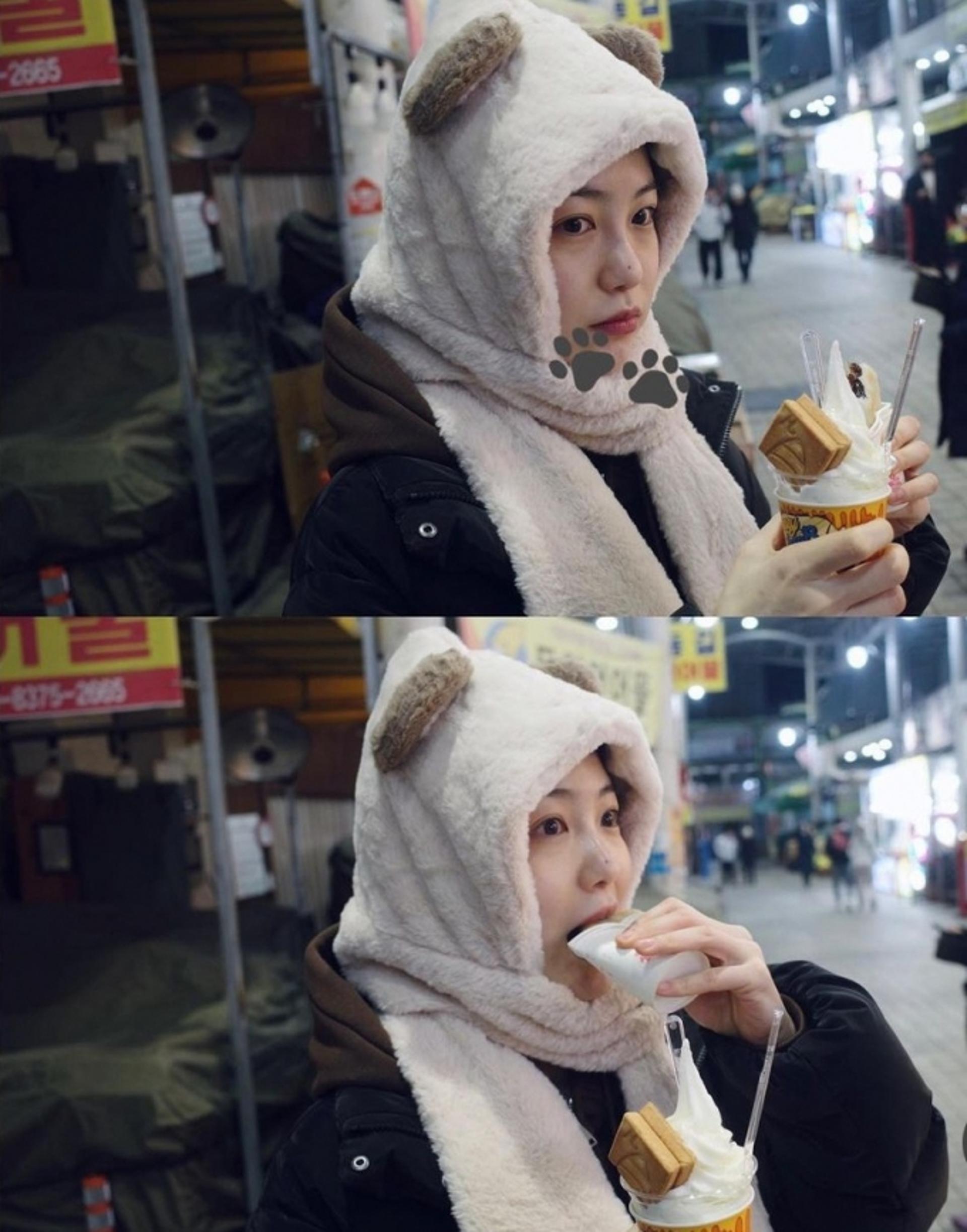 신예은, 민낮에 곰돌이 후드 머플러…청순+러블리 폭발