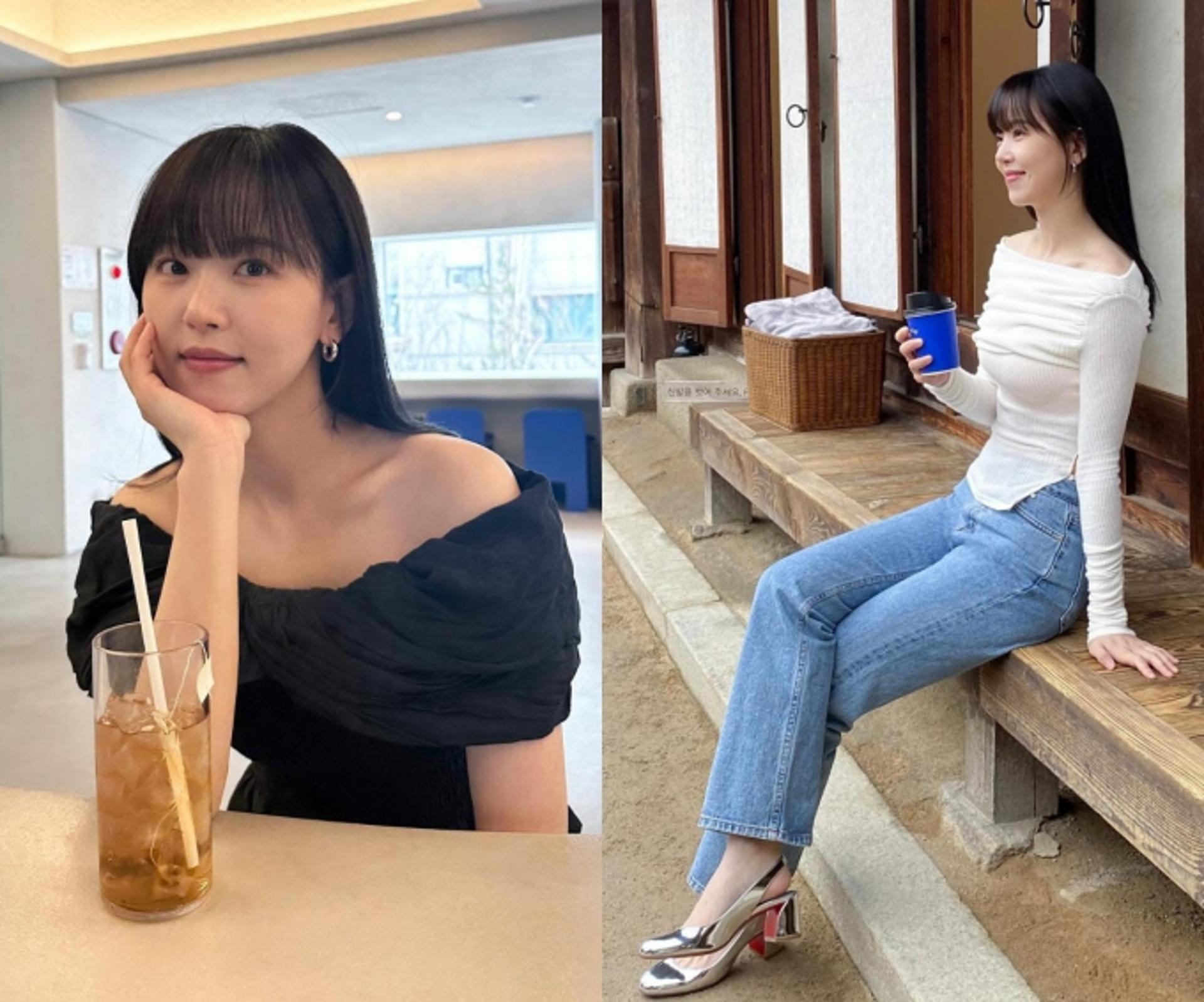 강한나, 오프숄더+청바지로 완성한 매력적인 데일리룩