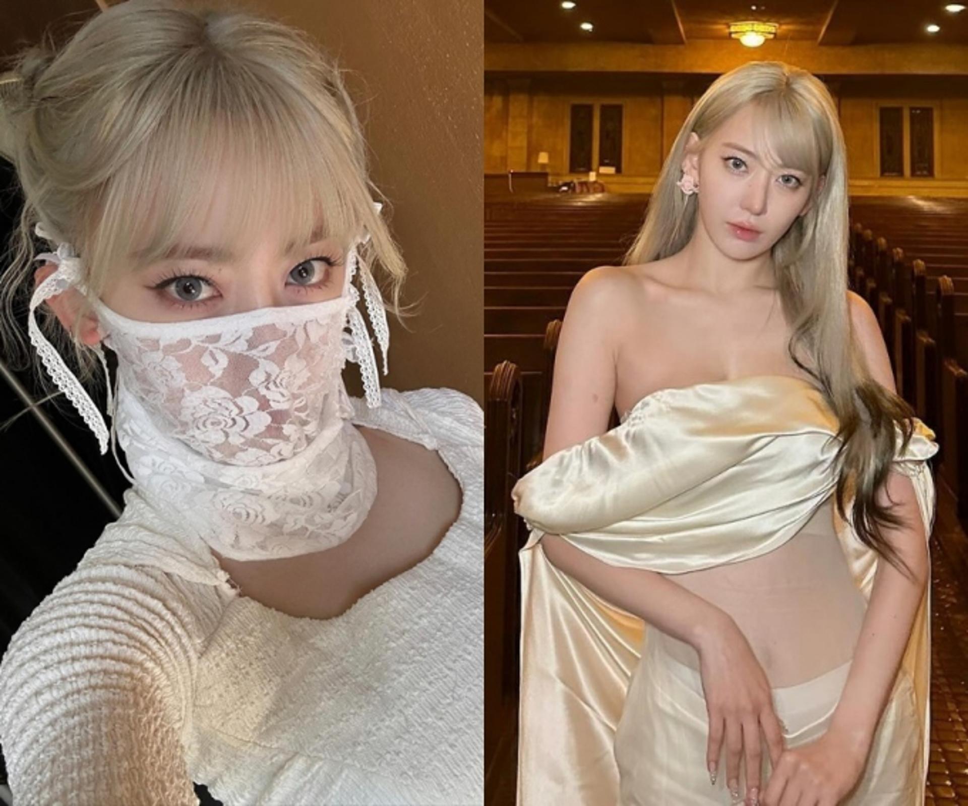 르세라핌 사쿠라, 레이스 마스크→시스루 드레스…'극락 비주얼'