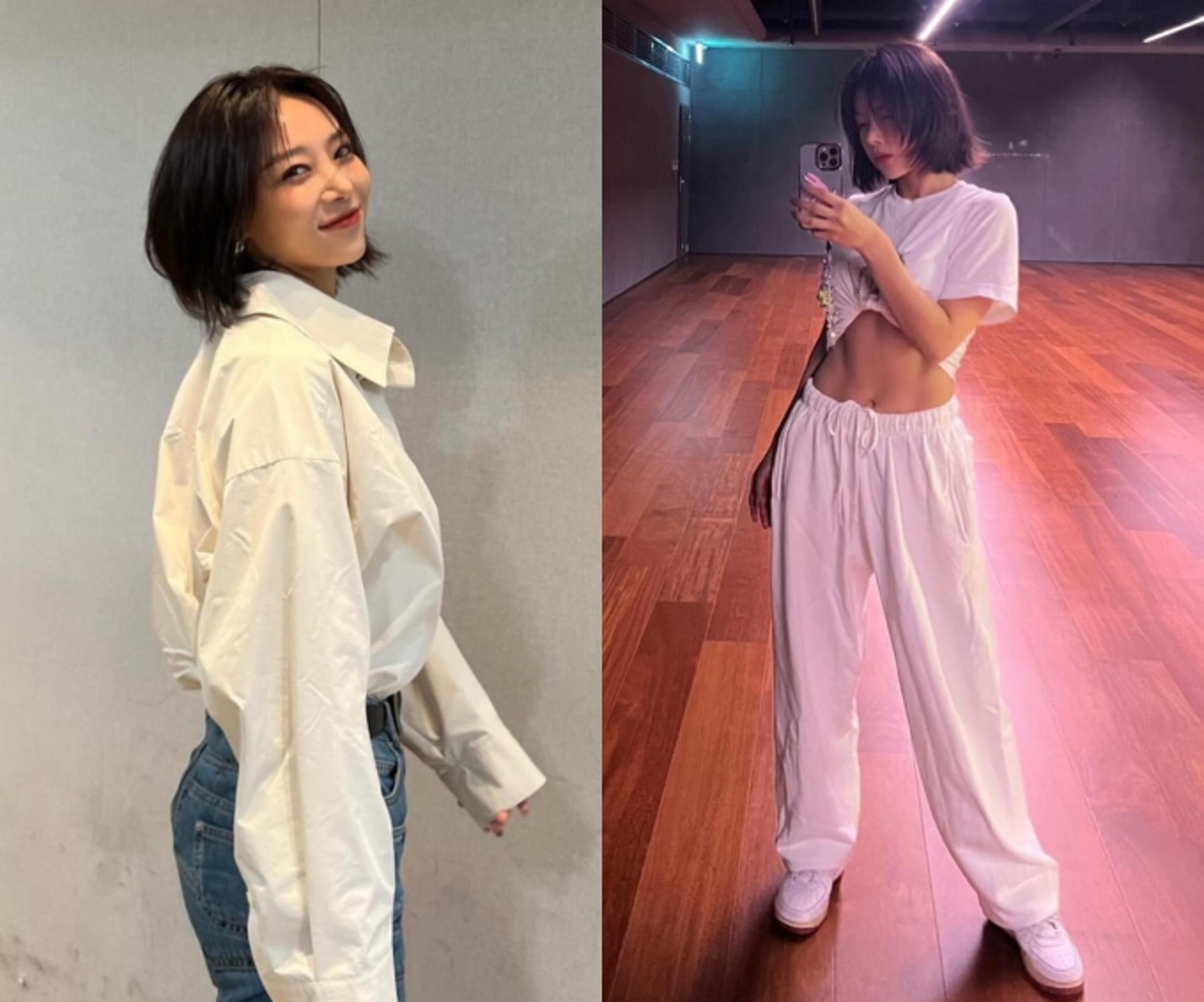 유빈, 담백한 셔츠 VS 섹시한 티셔츠…매력적인 화이트 스타일링