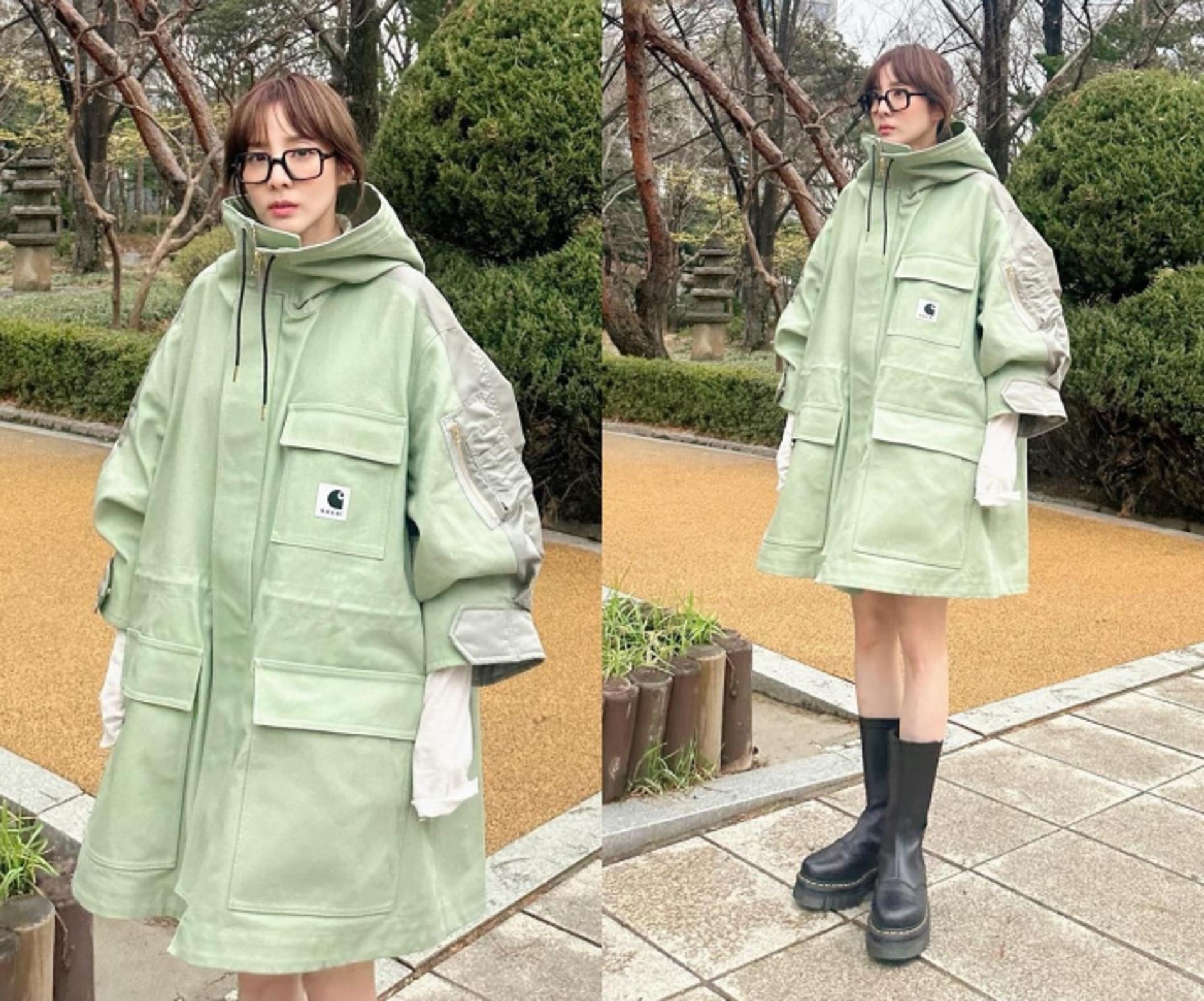 산다라박, 작은 얼굴 더 작아보이게 만드는 오버핏 재킷룩