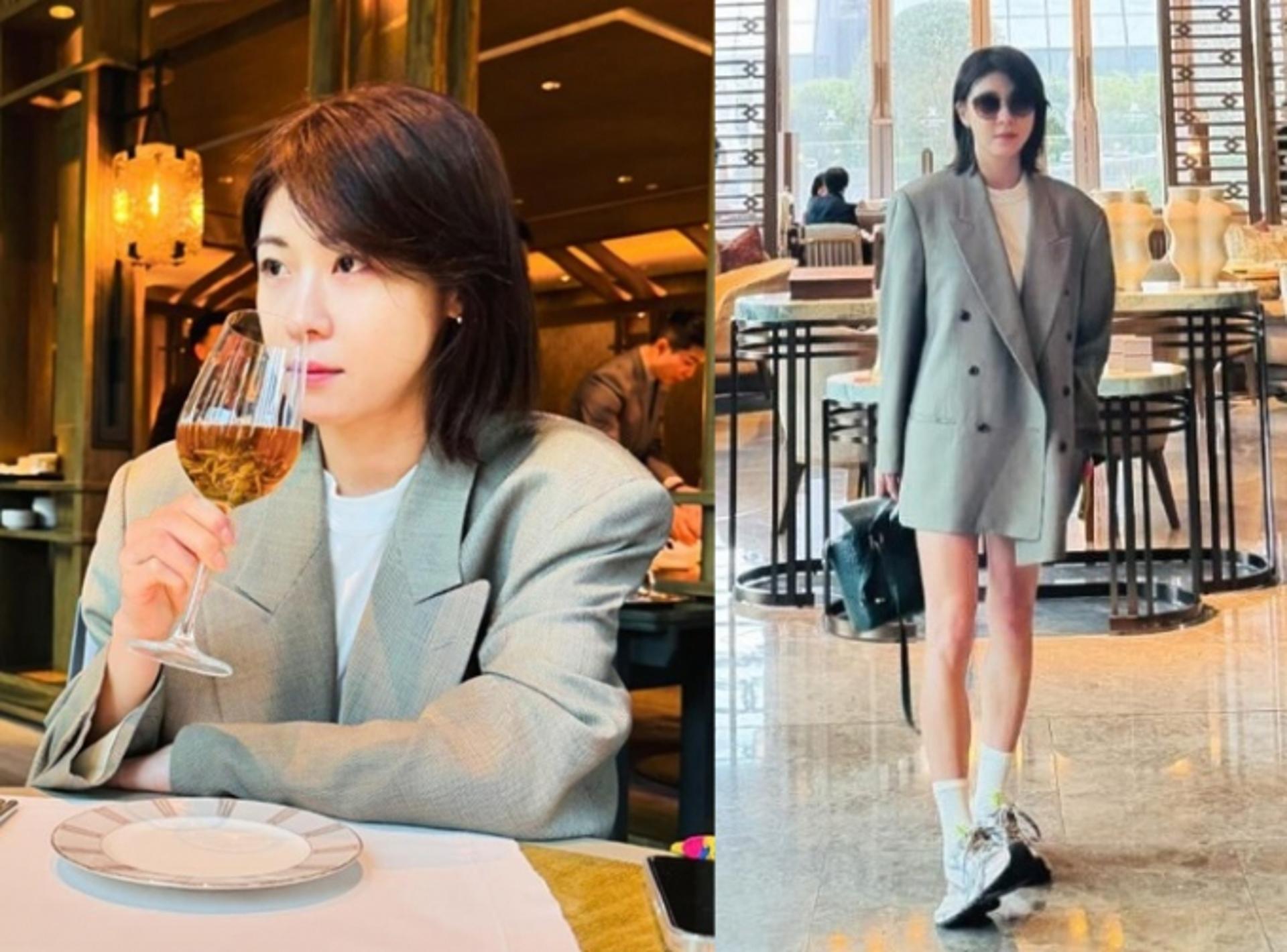 하지원, 홍콩서 뽐낸 담백한 하의실종 패션