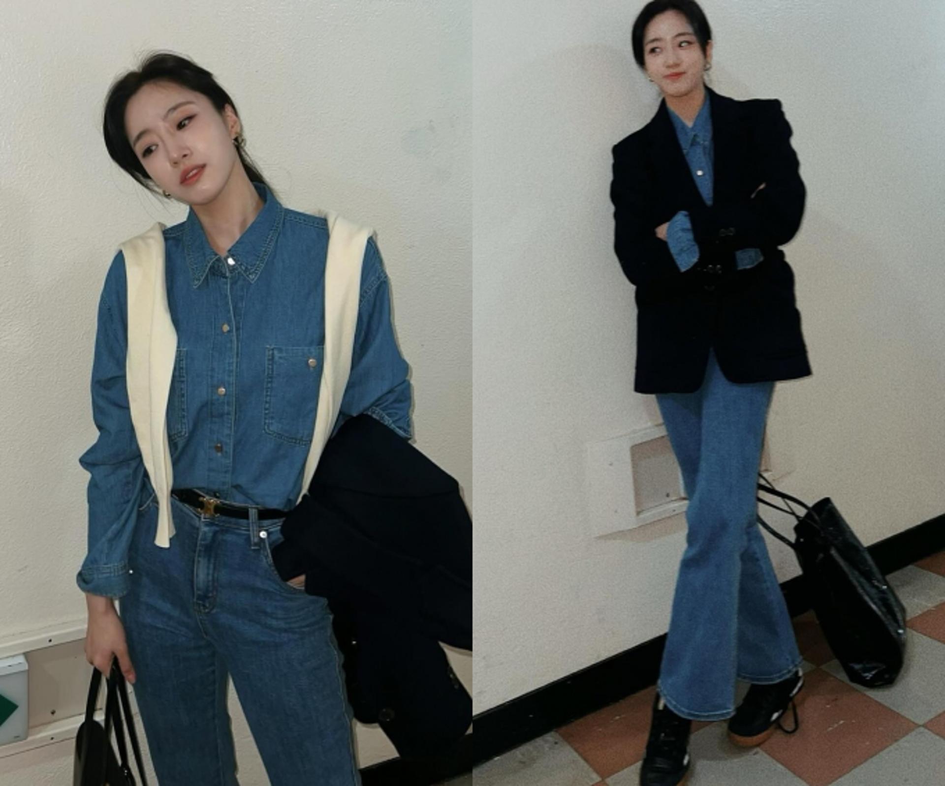함은정, 아우터 하나로 다른 느낌 '청청 패션'