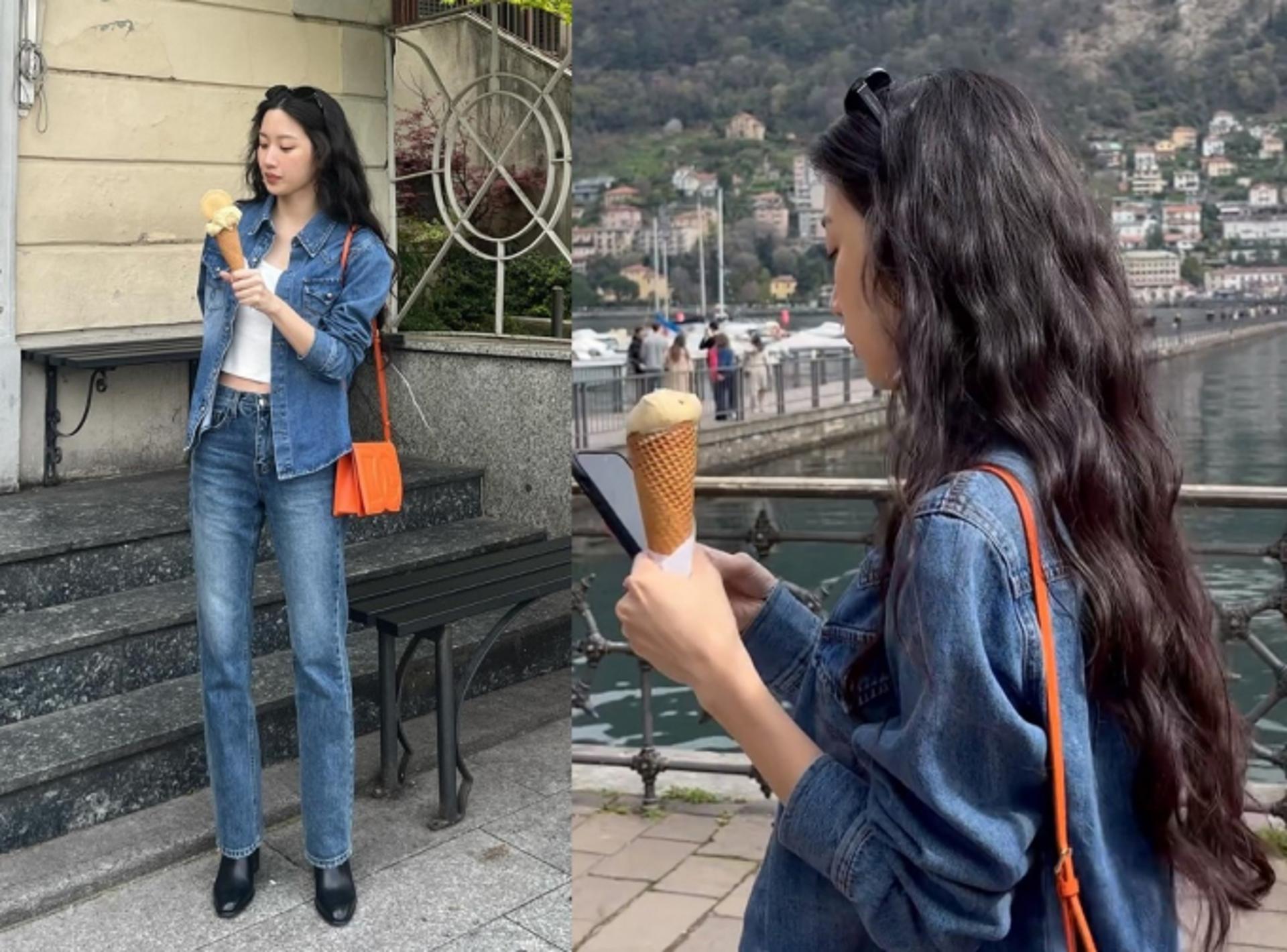 문가영, 탐스러운 웨이브 헤어+청청 패션…레트로 감성 물씬
