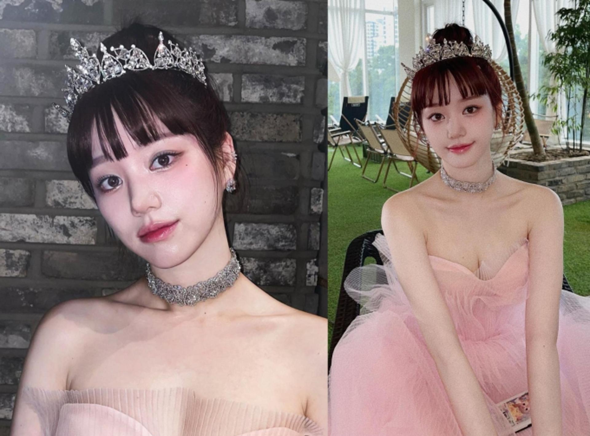 이유비, 화려함의 극치…핑크빛 약혼식 드레스 자태