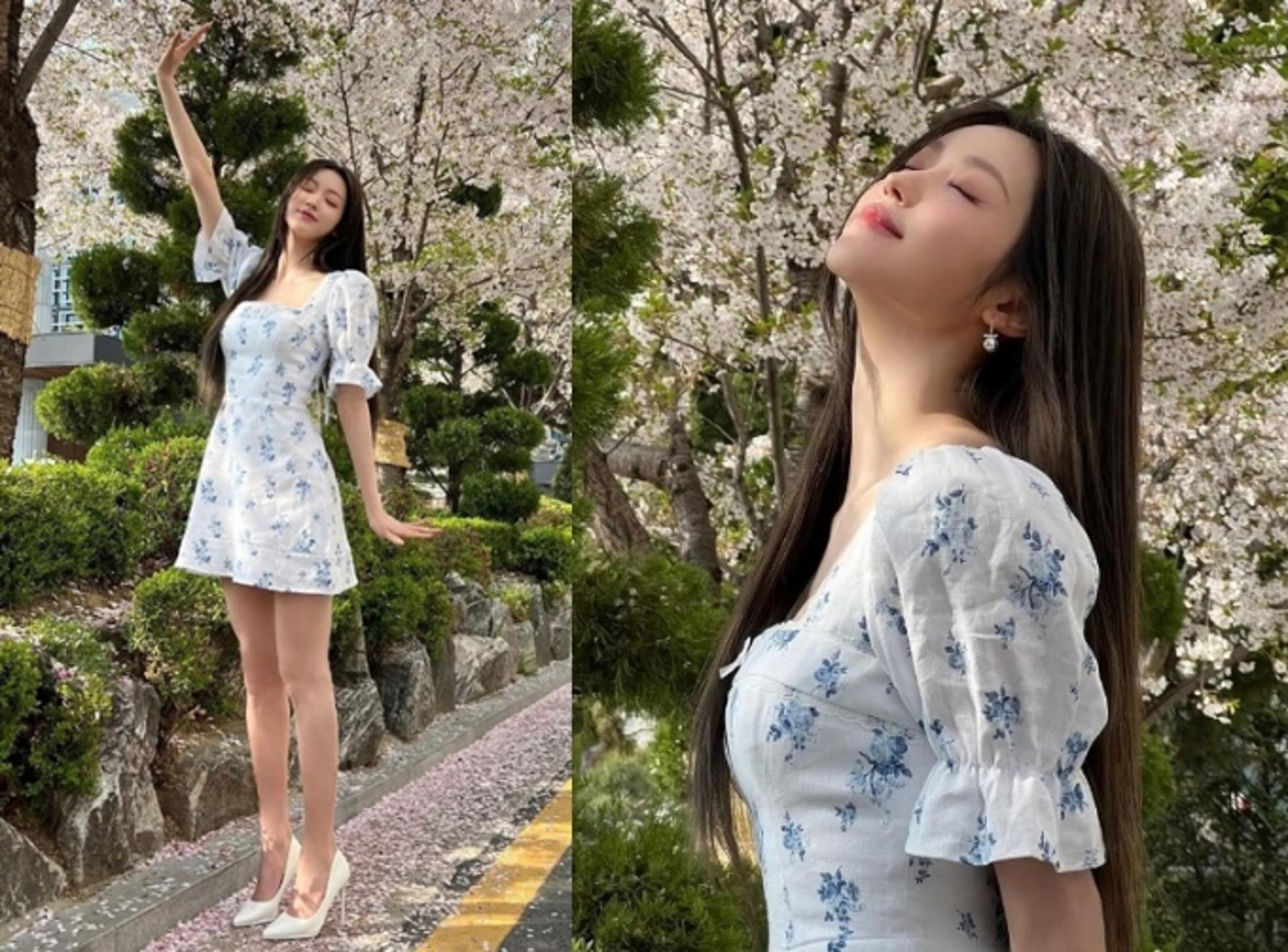 "꽃 위장술 하네"…오마이걸 유아, 화보 같은 벚꽃 인증샷