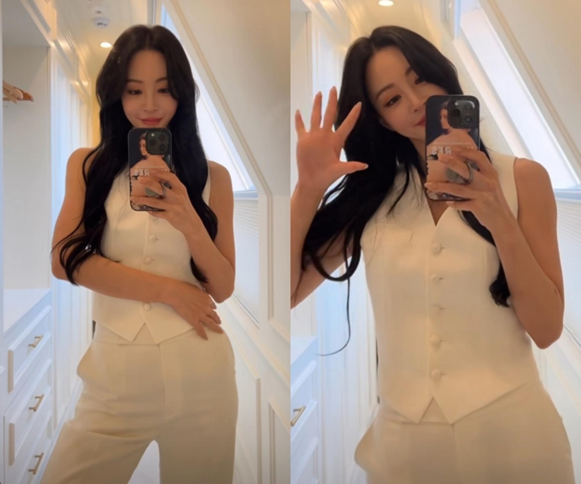 '혼인신고' 한예슬, 웨딩드레스 대신 화이트 슈트 자태